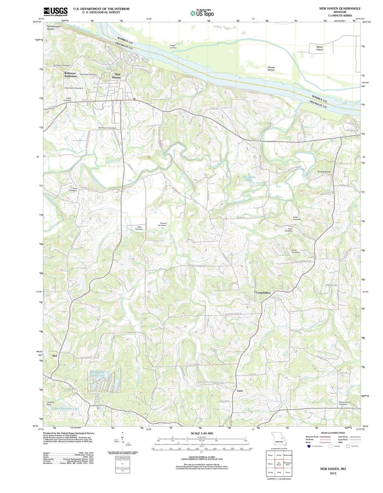 2012 New Haven, MO - Missouri - USGS Topographic Map