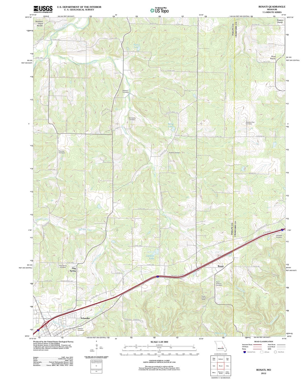 2012 Rosati, MO - Missouri - USGS Topographic Map