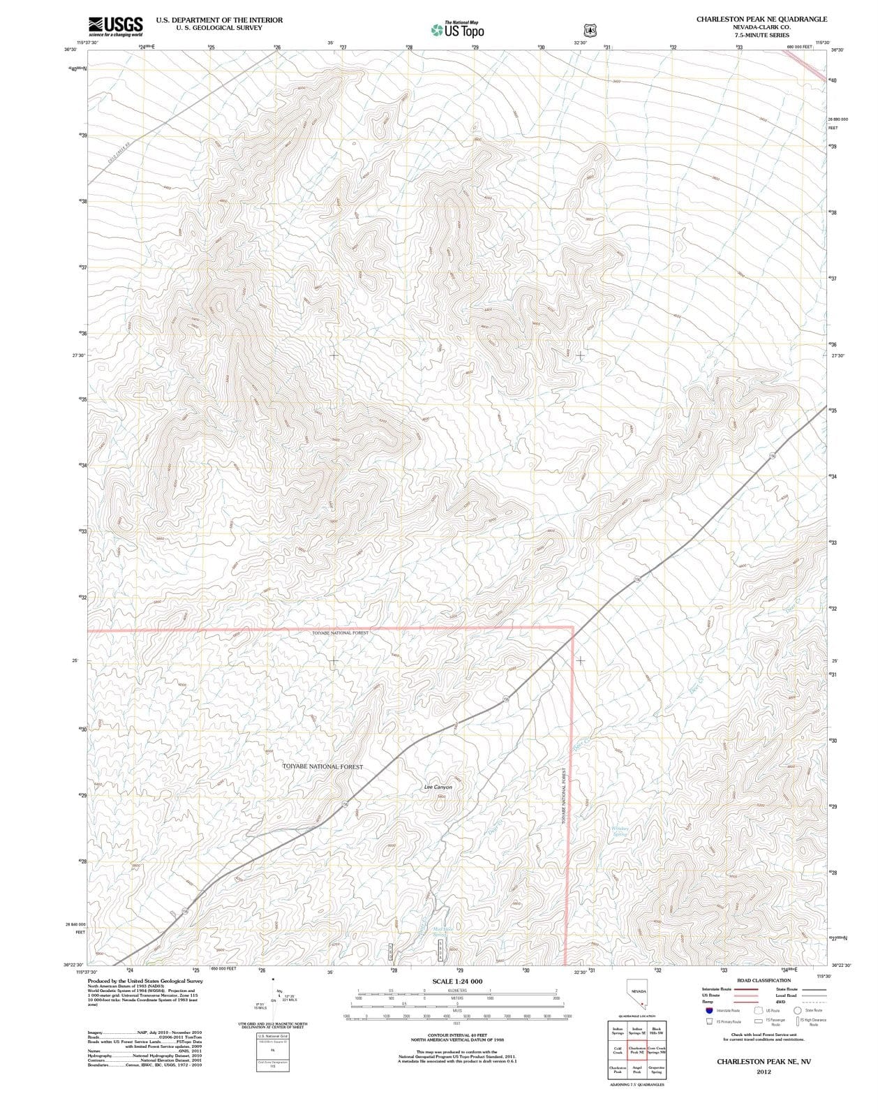 2012 Charleston Peak, NV - Nevada - USGS Topographic Map