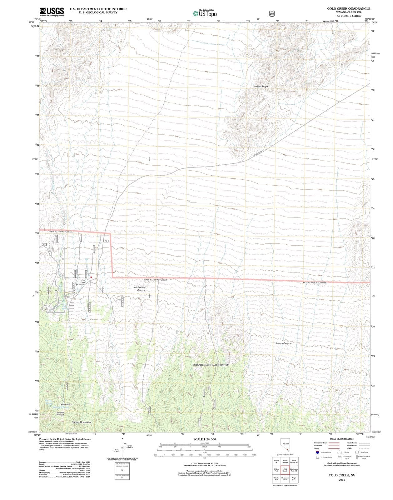 2012 Cold Creek, NV - Nevada - USGS Topographic Map