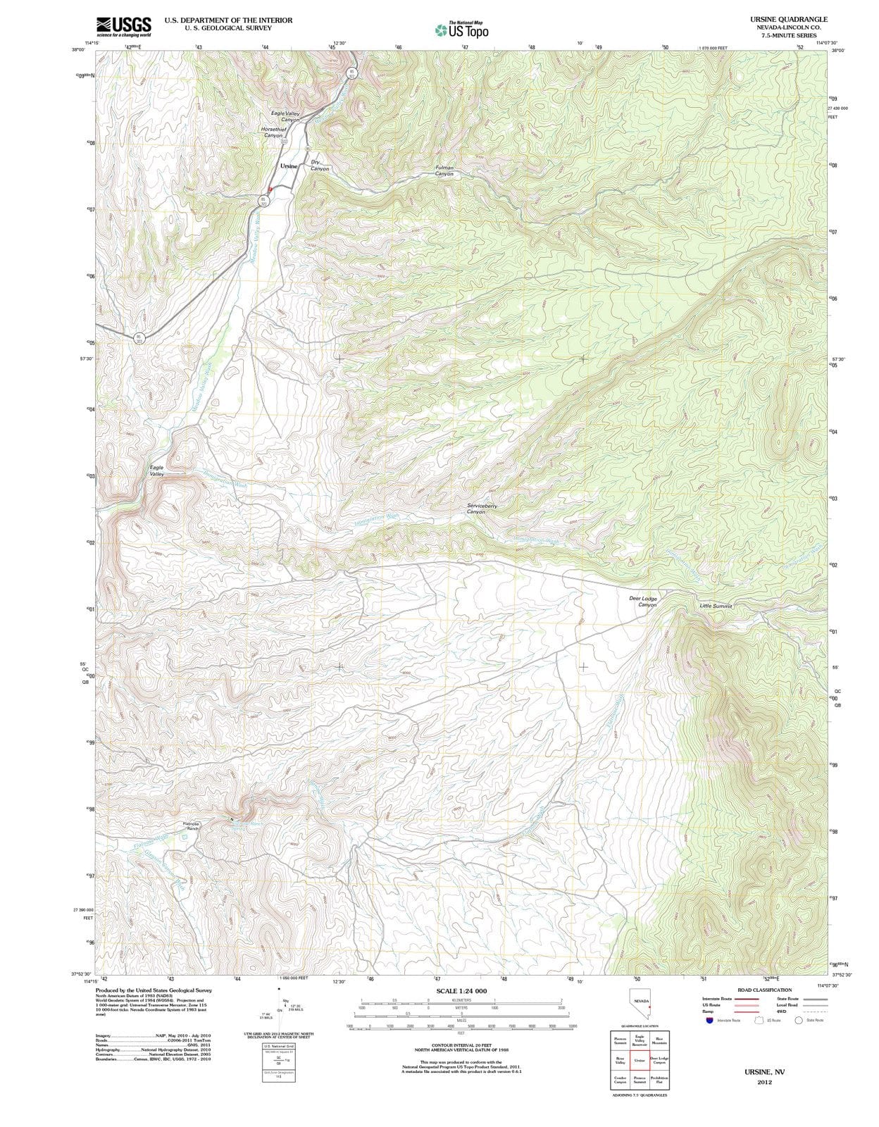 2012 Ursine, NV - Nevada - USGS Topographic Map