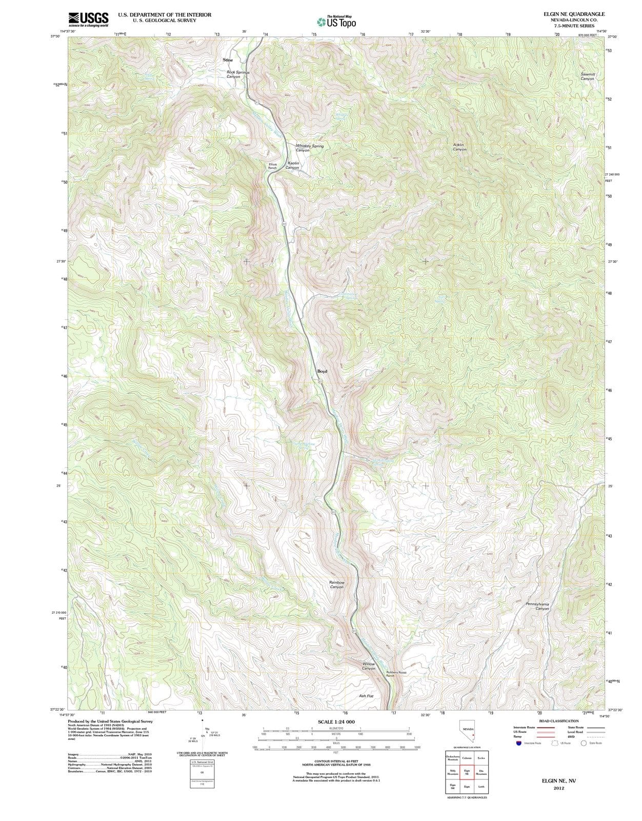 2012 Elgin, NV - Nevada - USGS Topographic Map