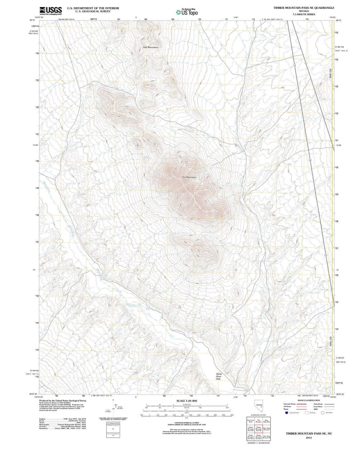 2012 Timber Mountain Pass, NV - Nevada - USGS Topographic Map
