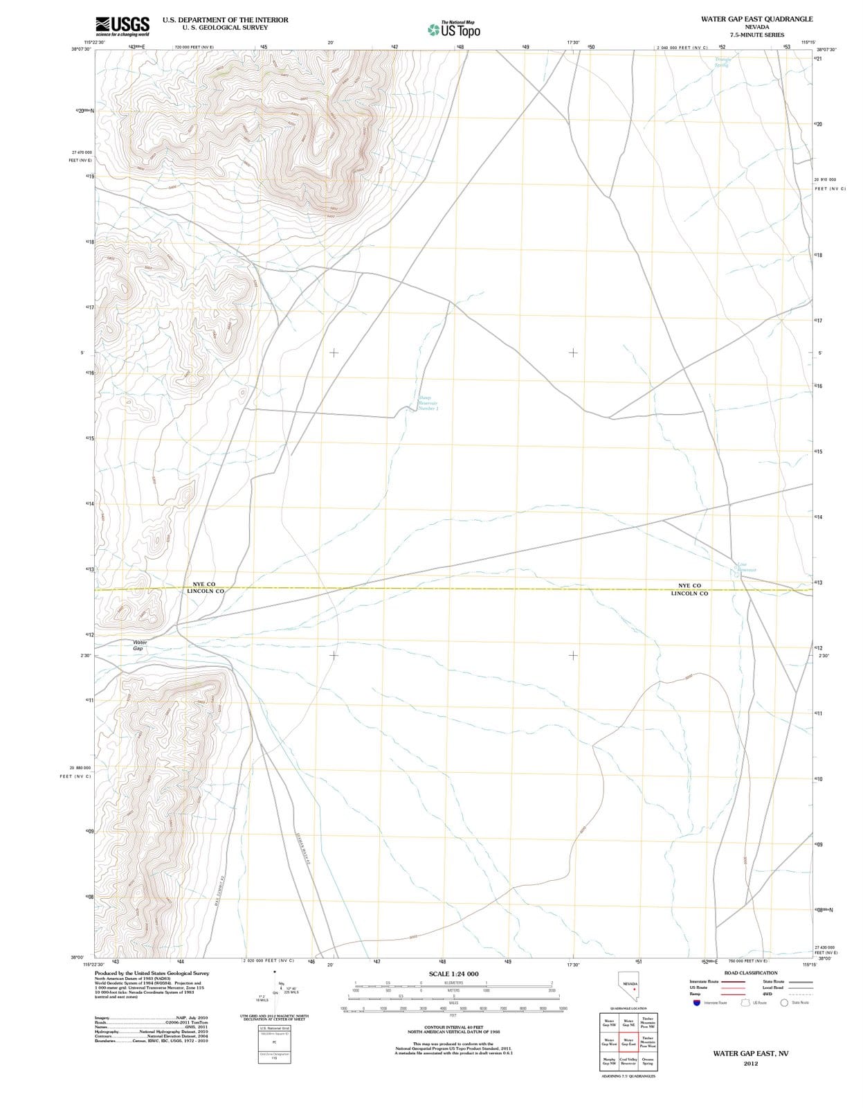 2012 Water Gap East, NV - Nevada - USGS Topographic Map