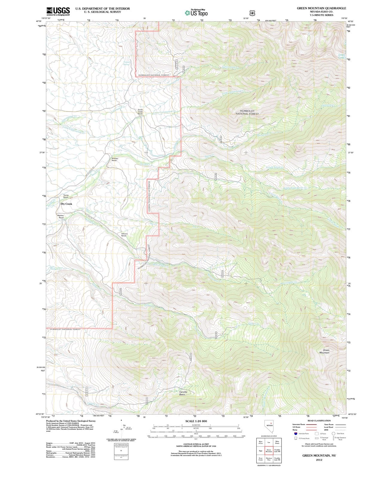 2012 Green Mountain, NV - Nevada - USGS Topographic Map