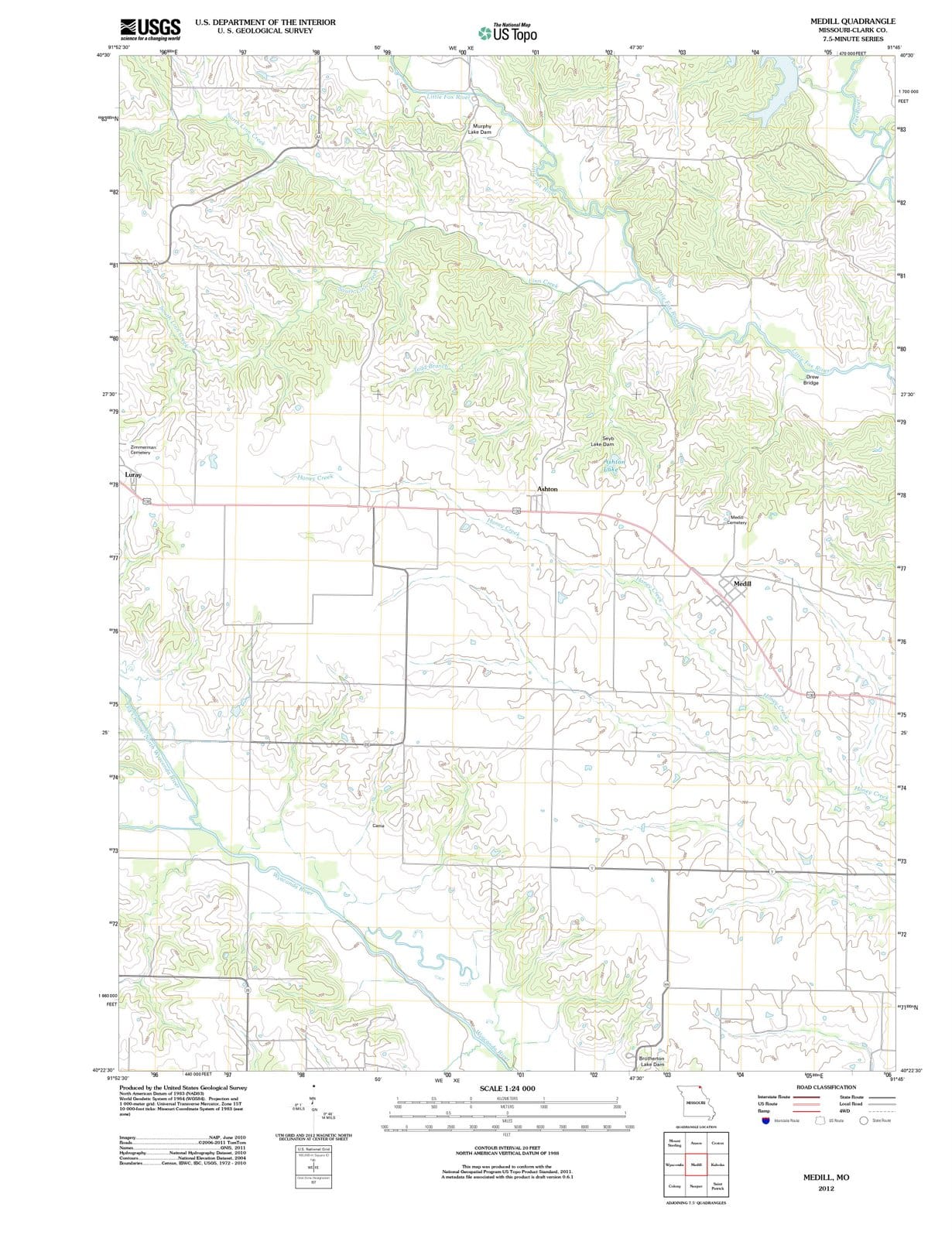 2012 Medill, MO - Missouri - USGS Topographic Map