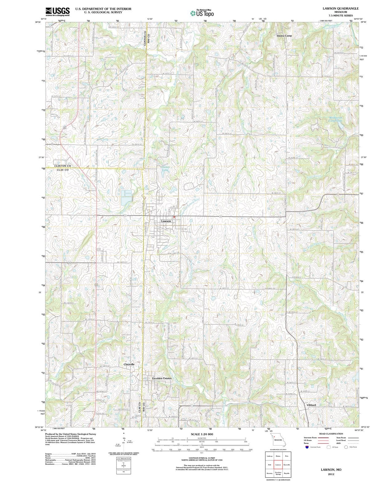 2012 Lawson, MO - Missouri - USGS Topographic Map