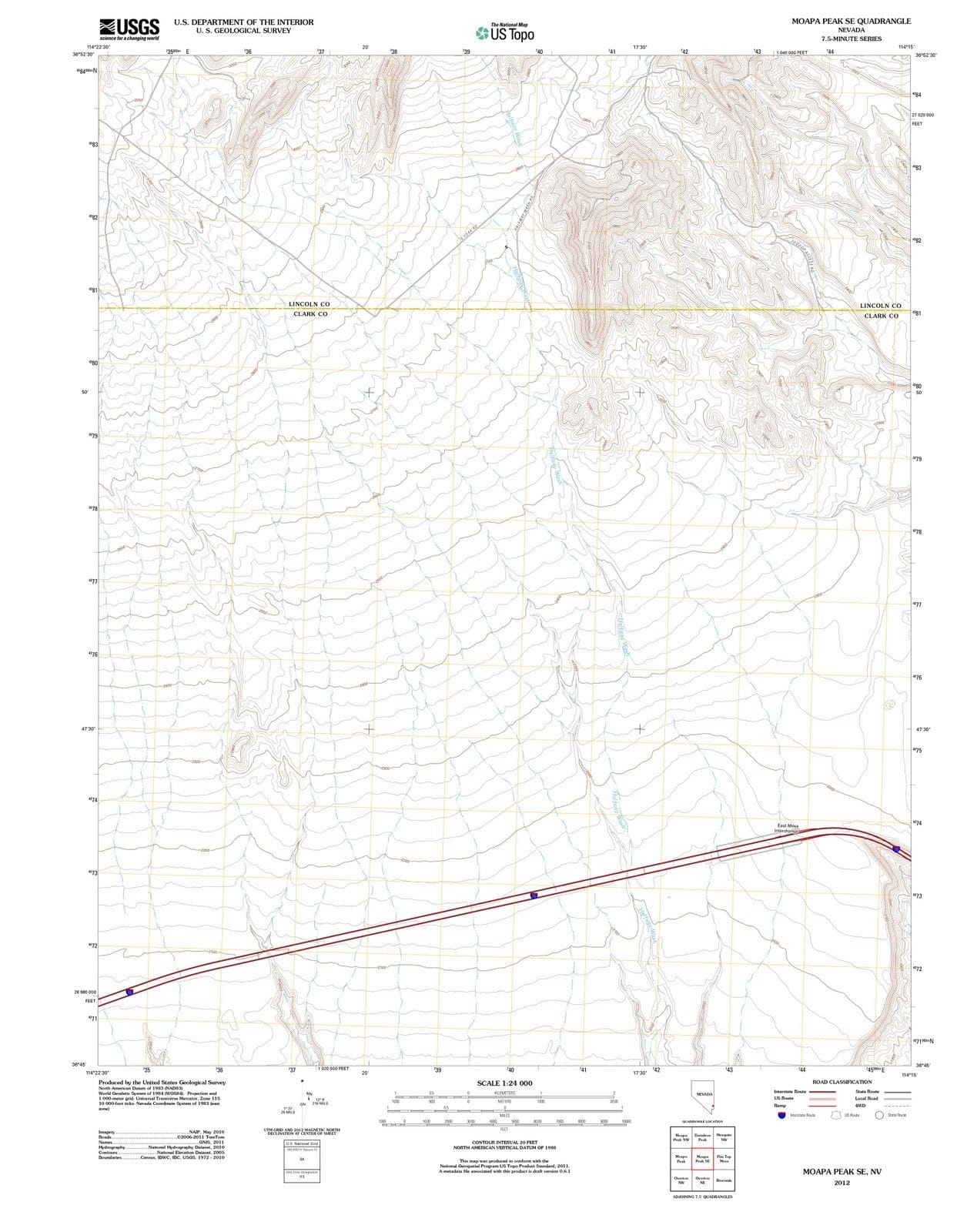 2012 Moapa Peak, NV - Nevada - USGS Topographic Map