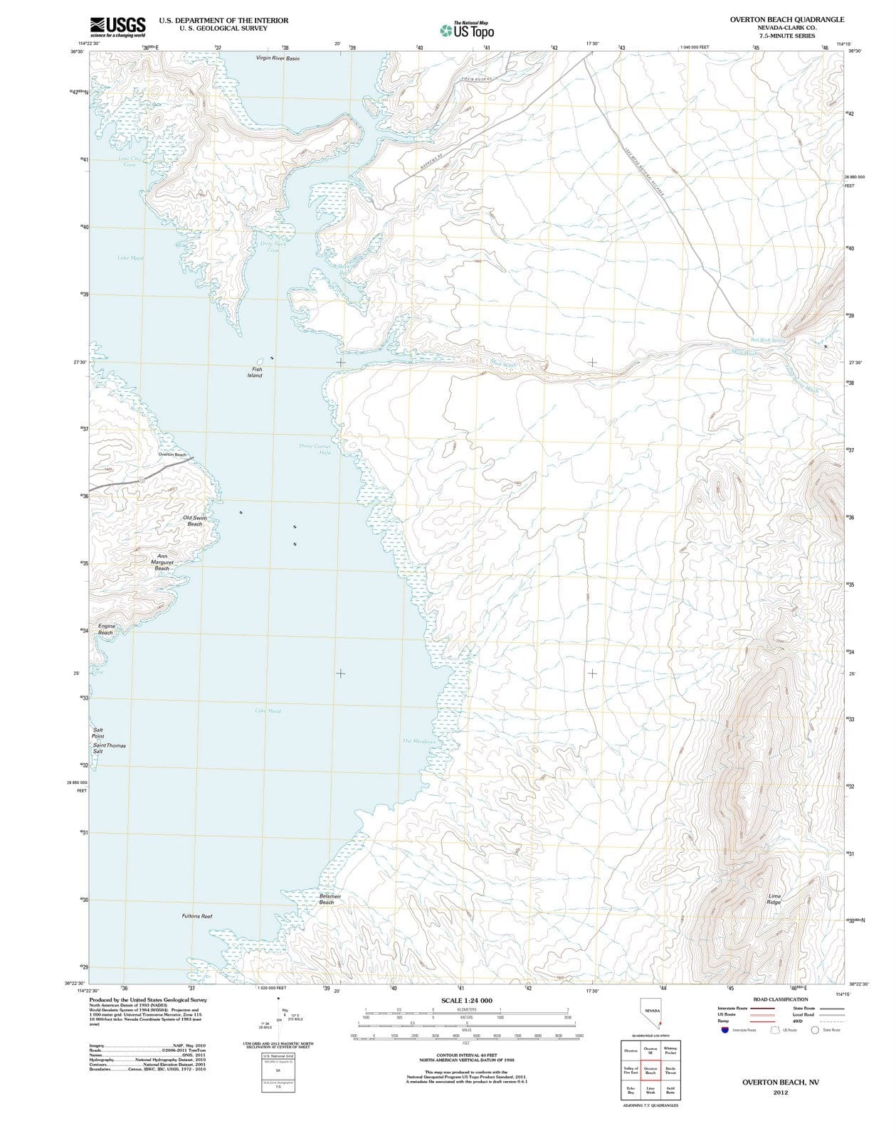 2012 Overton Beach, NV - Nevada - USGS Topographic Map