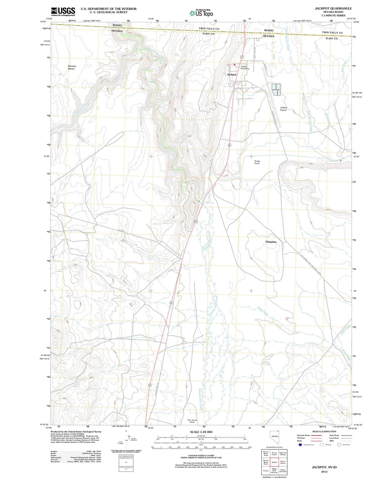 2012 Jackpot, NV - Nevada - USGS Topographic Map