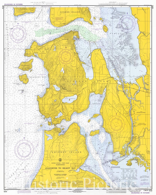 Anacortes to Skagit Bay Nautical Chart 1973 - Historical Map Print