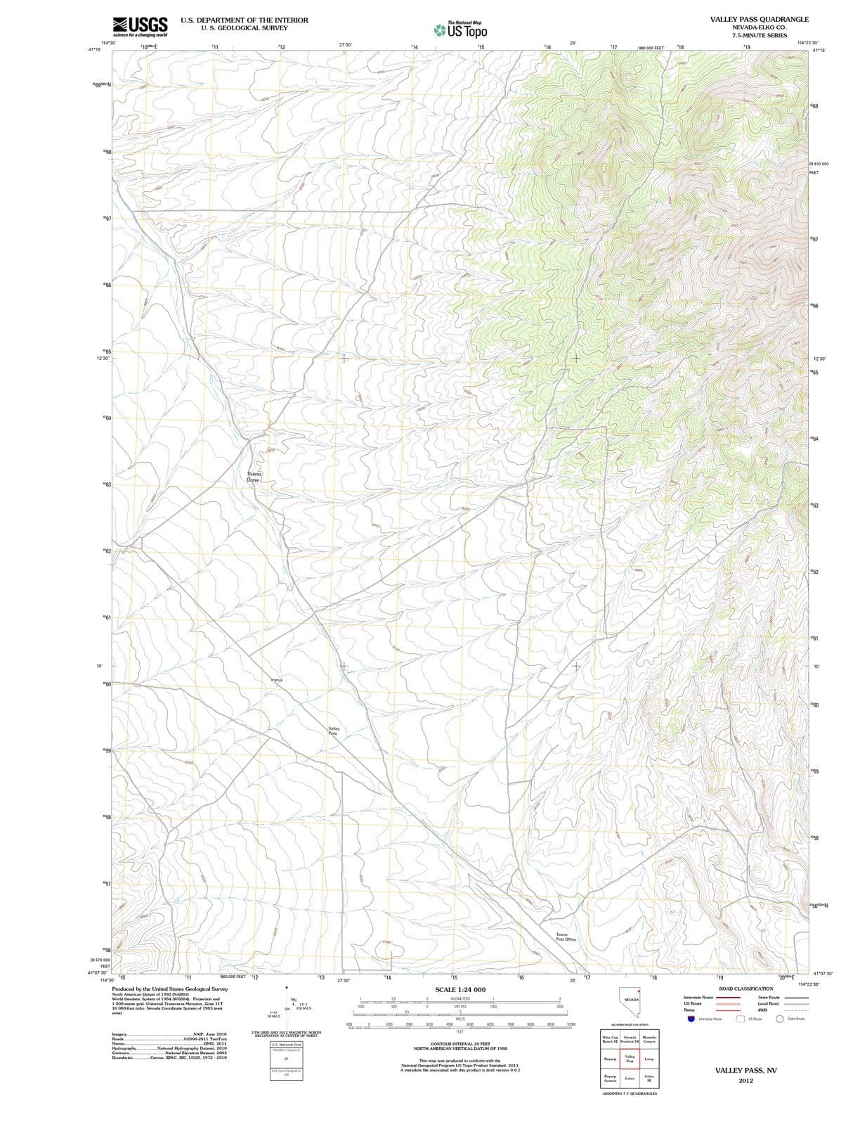 2012 Valley Pass, NV - Nevada - USGS Topographic Map