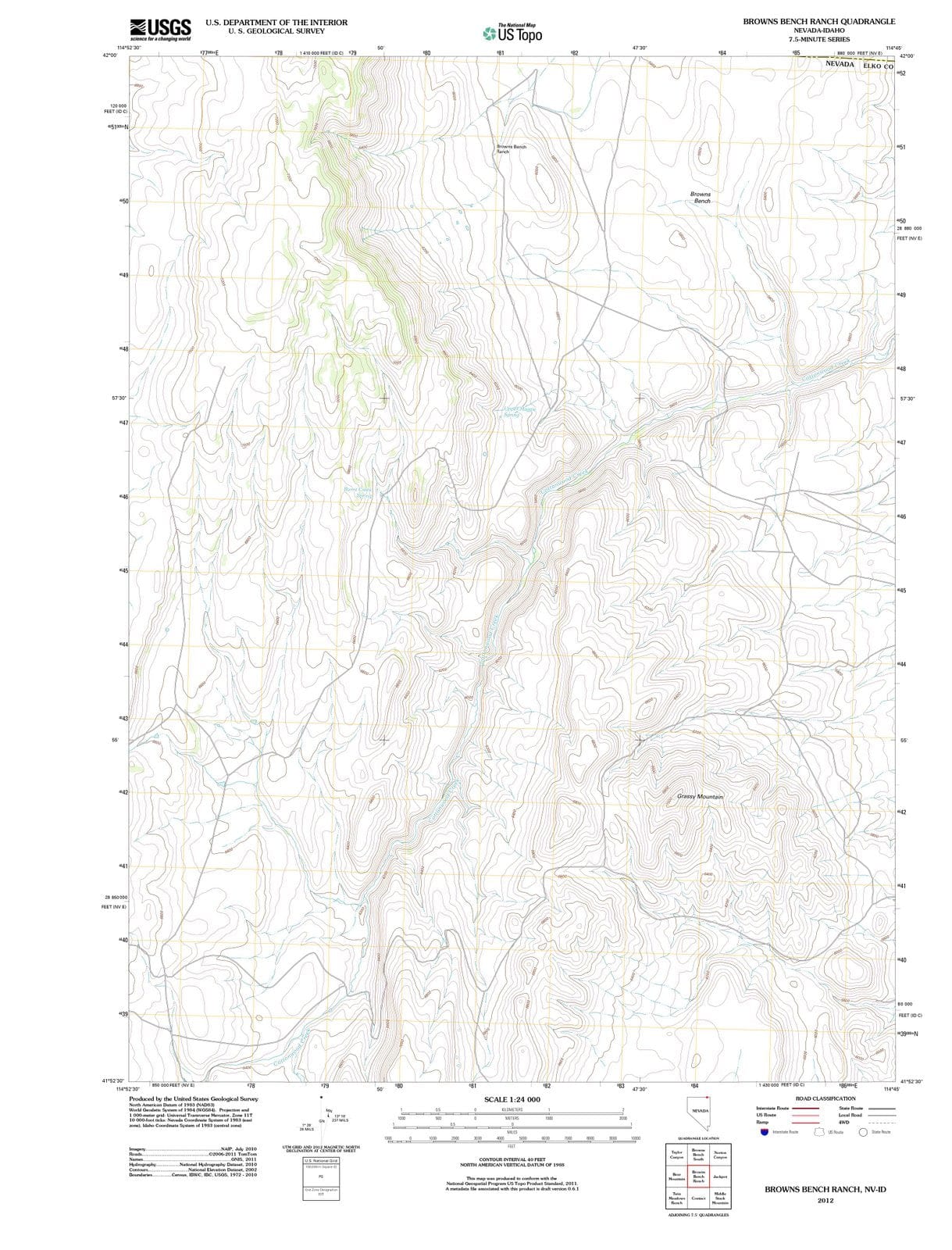 2012 Browns Bench Ranch, NV - Nevada - USGS Topographic Map