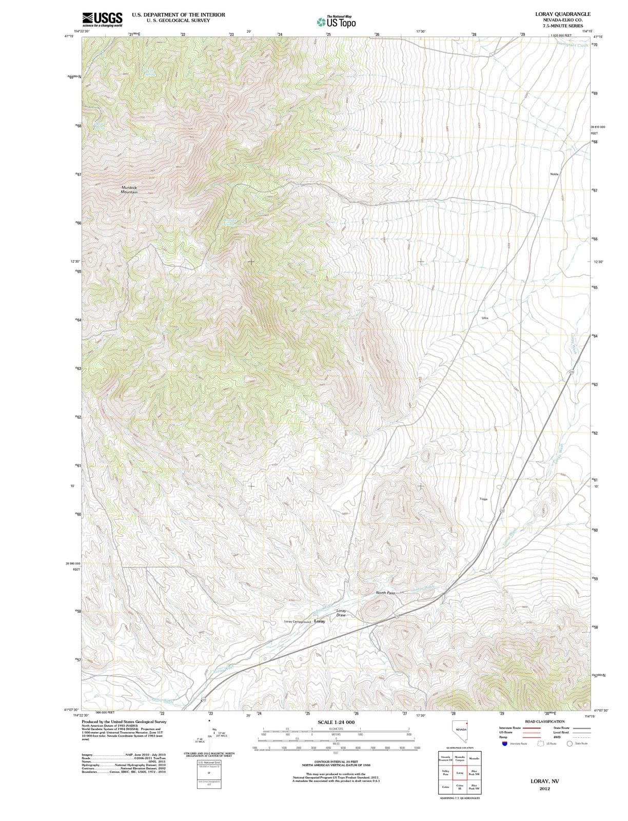 2012 Loray, NV - Nevada - USGS Topographic Map