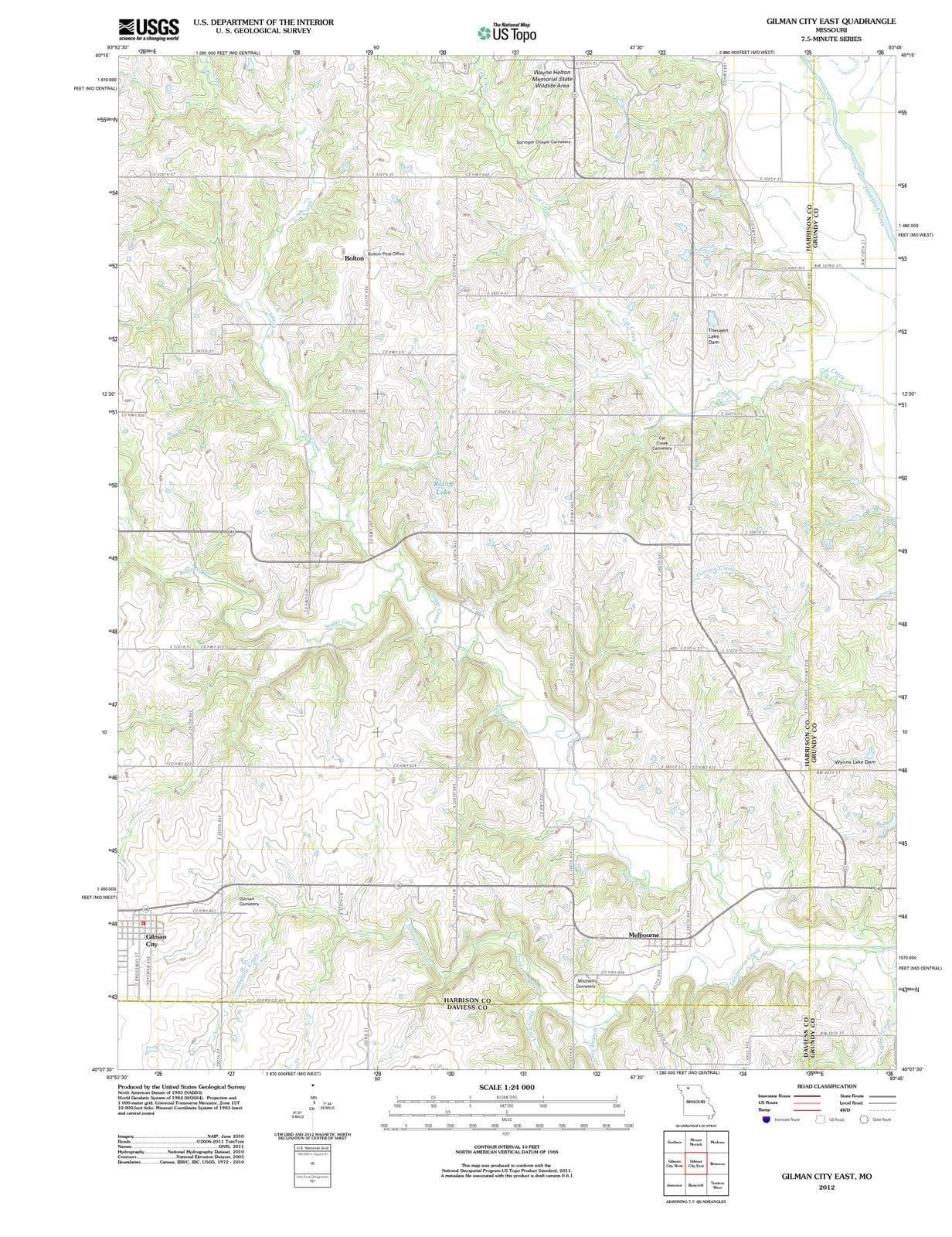 2012 Gilman City East, MO - Missouri - USGS Topographic Map