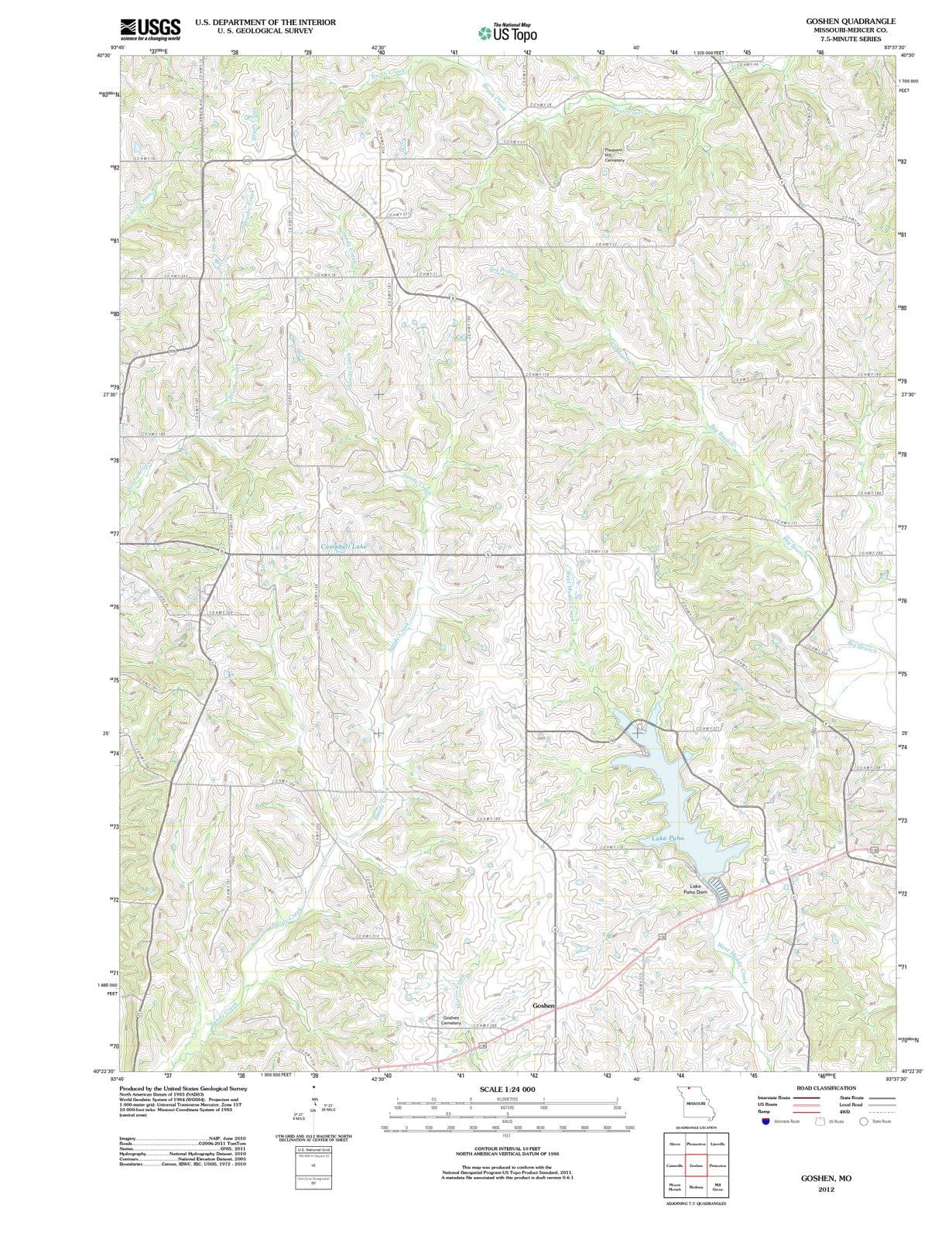 2012 Goshen, MO - Missouri - USGS Topographic Map