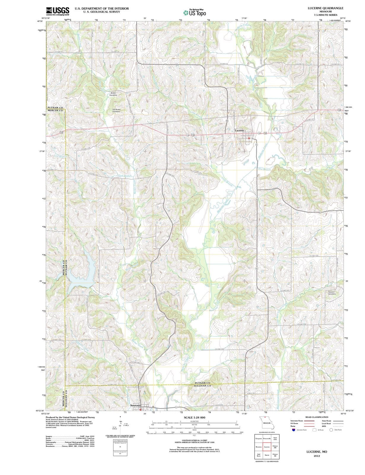 2012 Lucerne, MO - Missouri - USGS Topographic Map