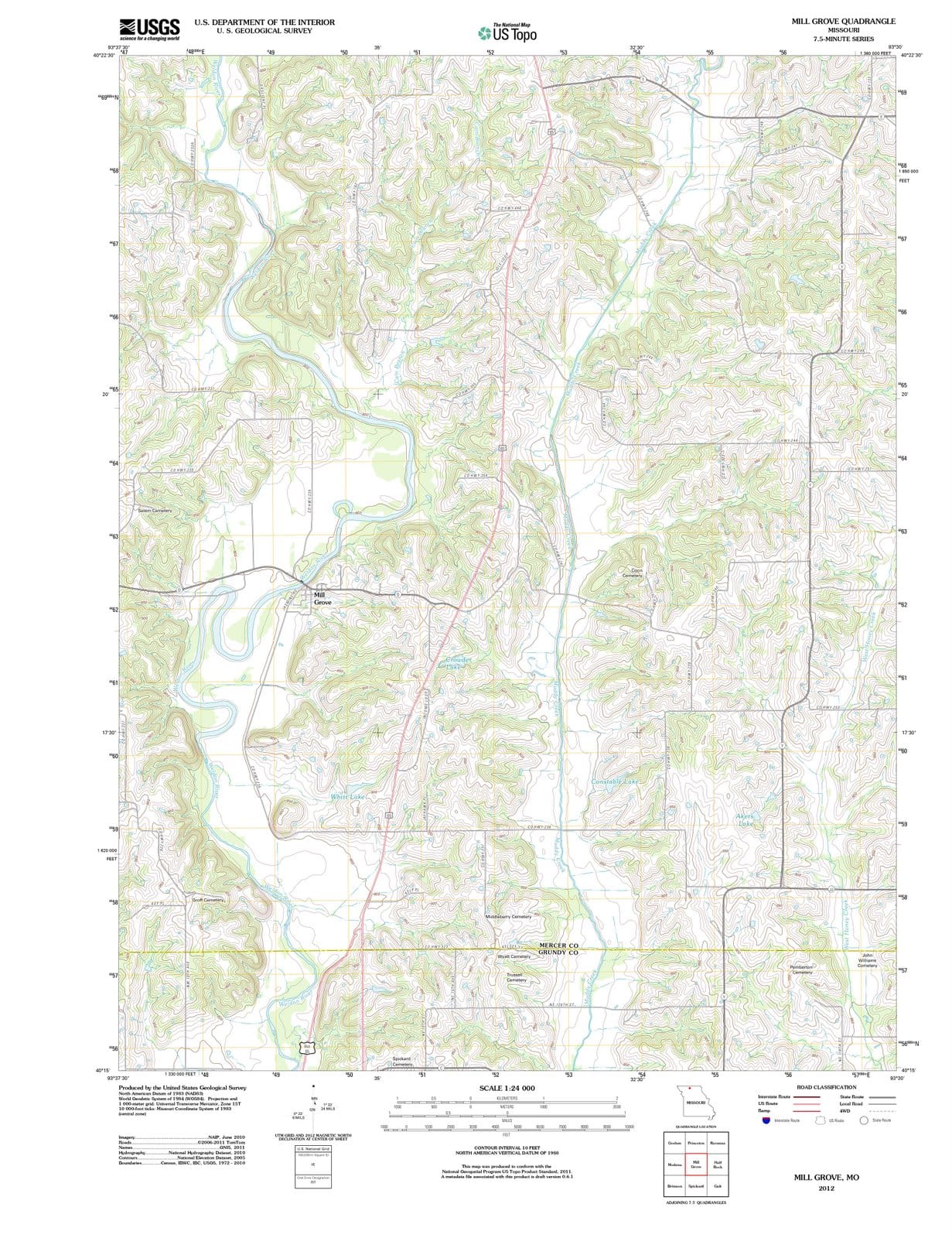 2012 Mill Grove, MO - Missouri - USGS Topographic Map