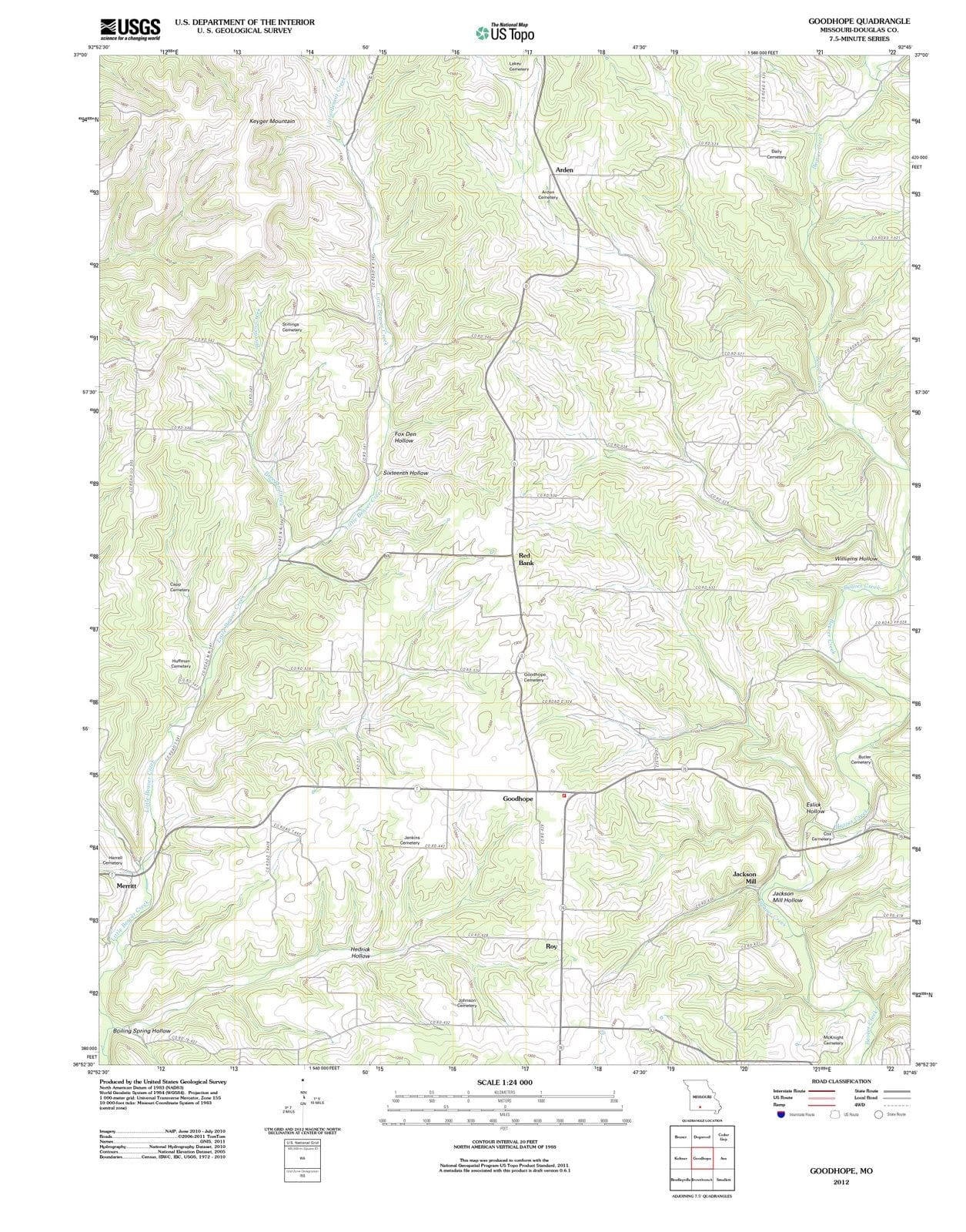 2012 Goodhope, MO - Missouri - USGS Topographic Map