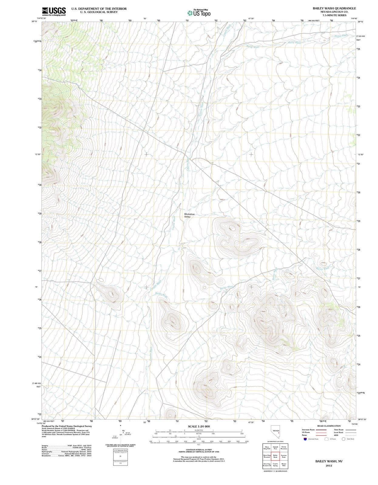 2012 Bailey Wash, NV - Nevada - USGS Topographic Map