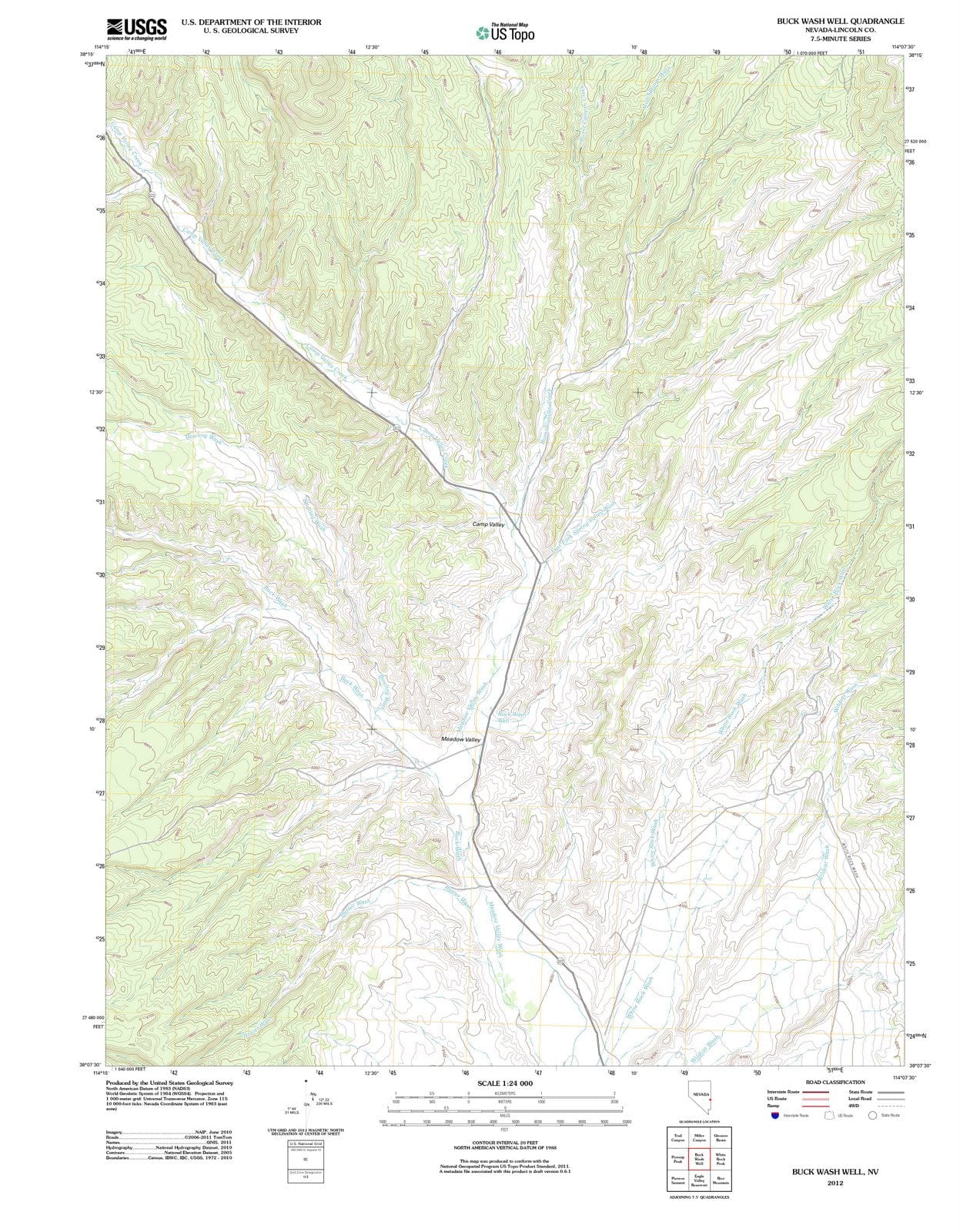 2012 Buck Wash Well, NV - Nevada - USGS Topographic Map