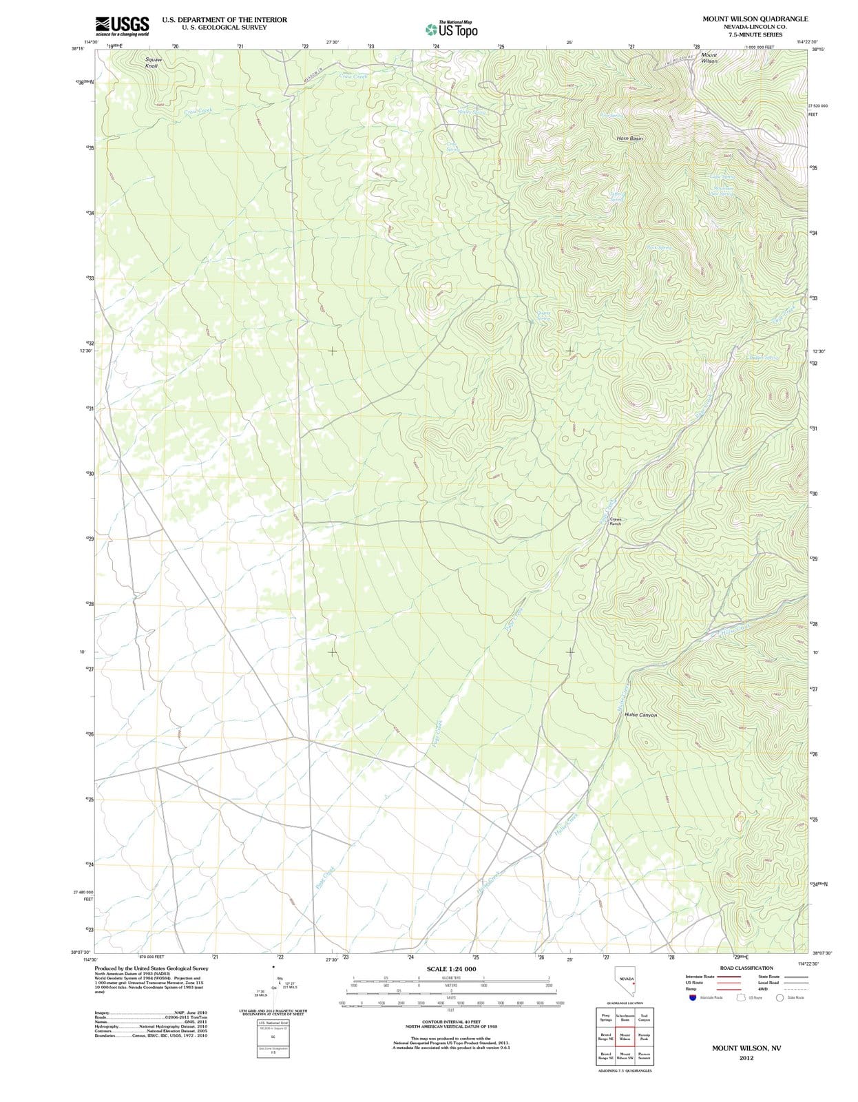2012 Mount Wilson, NV - Nevada - USGS Topographic Map