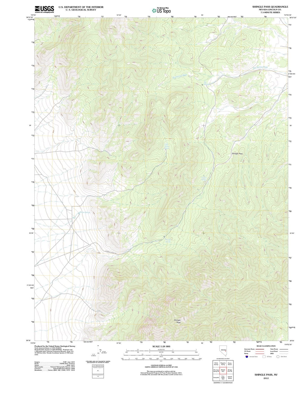 2012 Shingle Pass, NV - Nevada - USGS Topographic Map