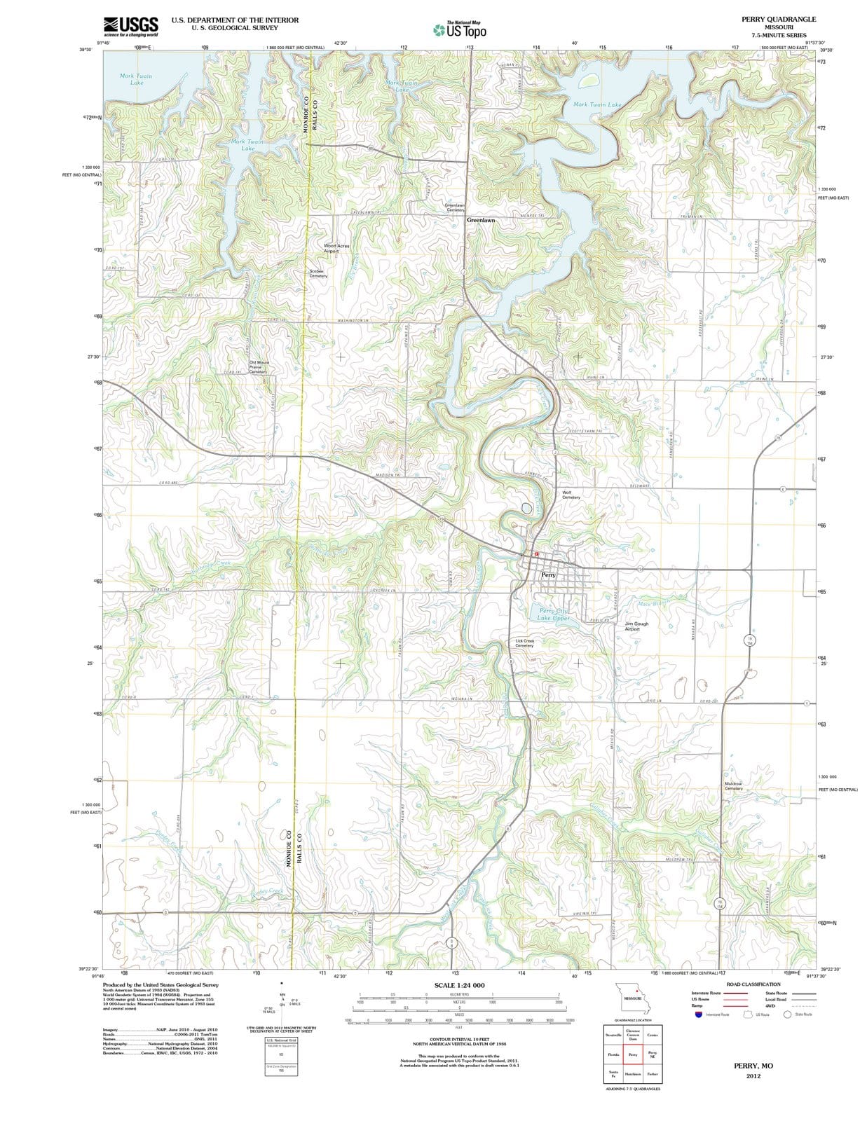 2012 Perry, MO - Missouri - USGS Topographic Map