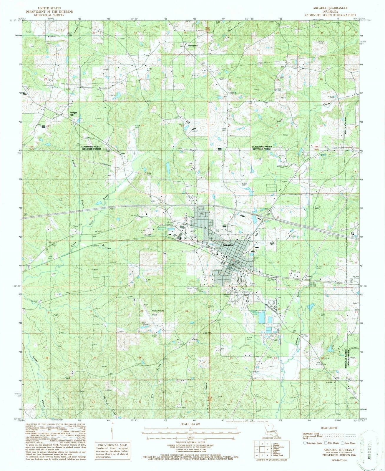1986 Arcadia, LA - Louisiana - USGS Topographic Map