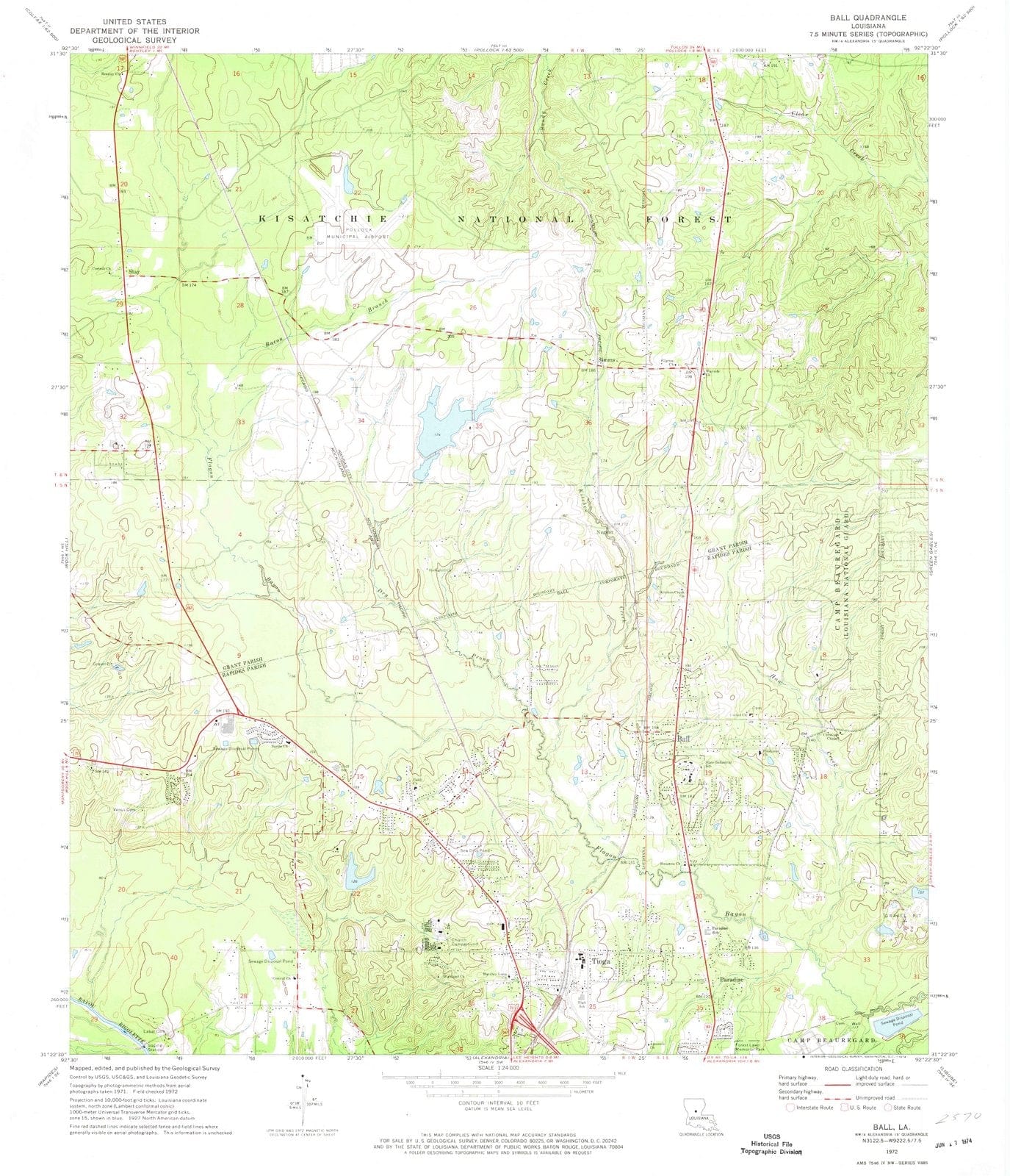 1972 Ball, LA - Louisiana - USGS Topographic Map