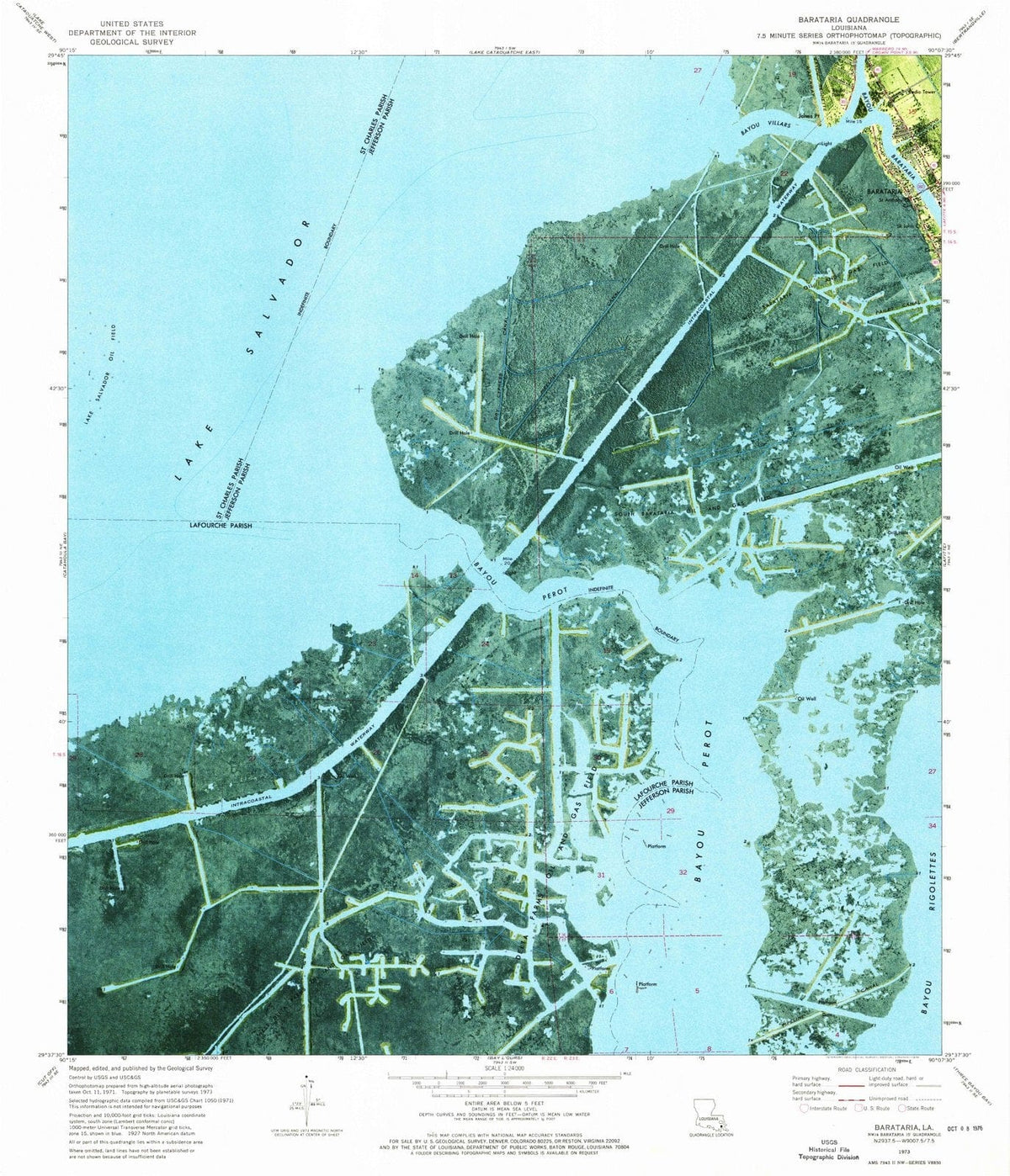 1973 Barataria, LA - Louisiana - USGS Topographic Map