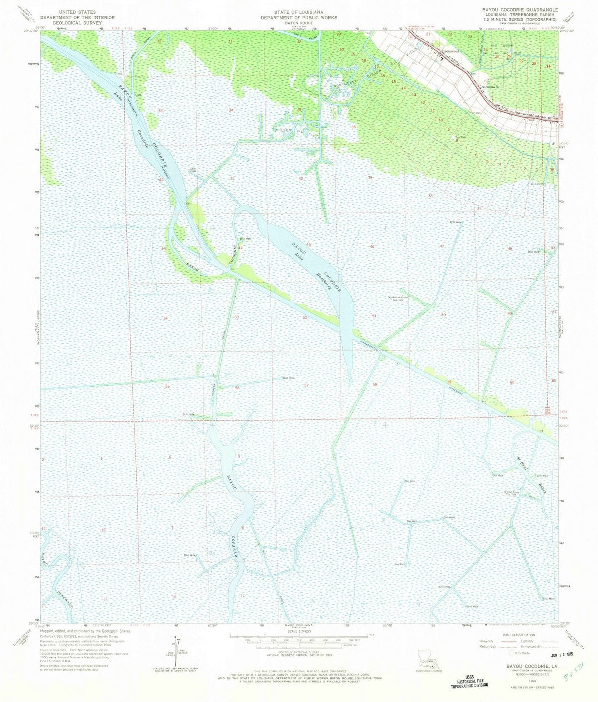1964 Bayou Cocodrie, LA - Louisiana - USGS Topographic Map