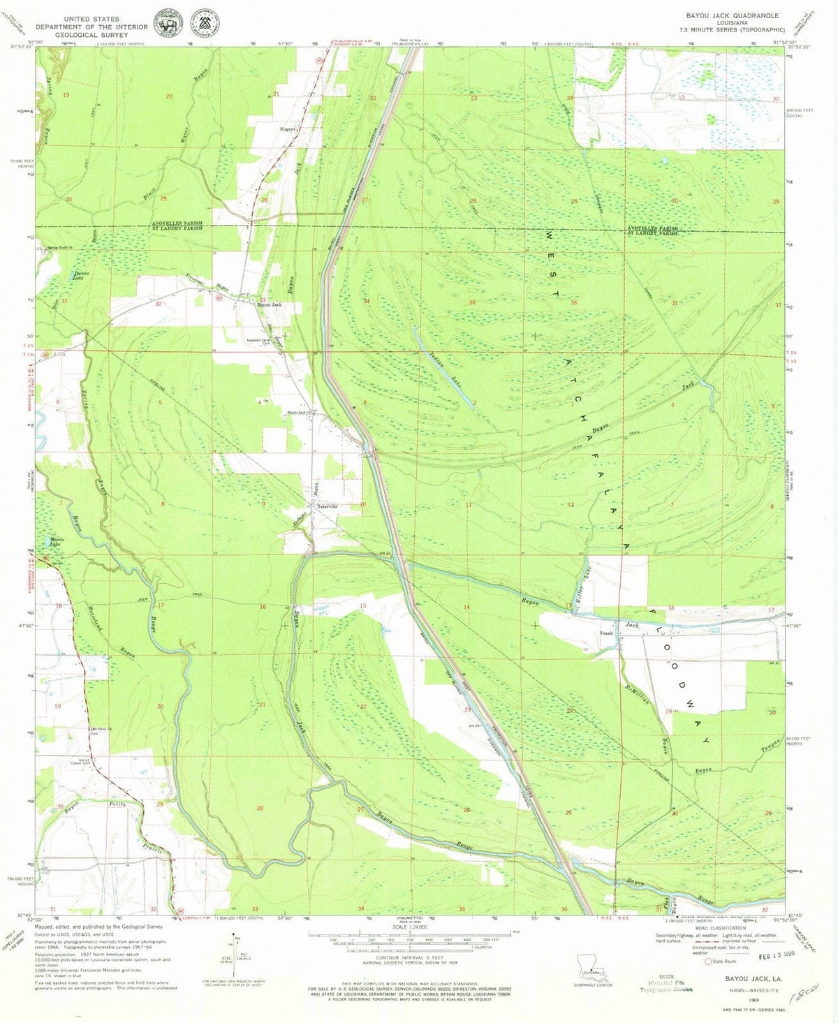 1969 Bayou Jack, LA - Louisiana - USGS Topographic Map