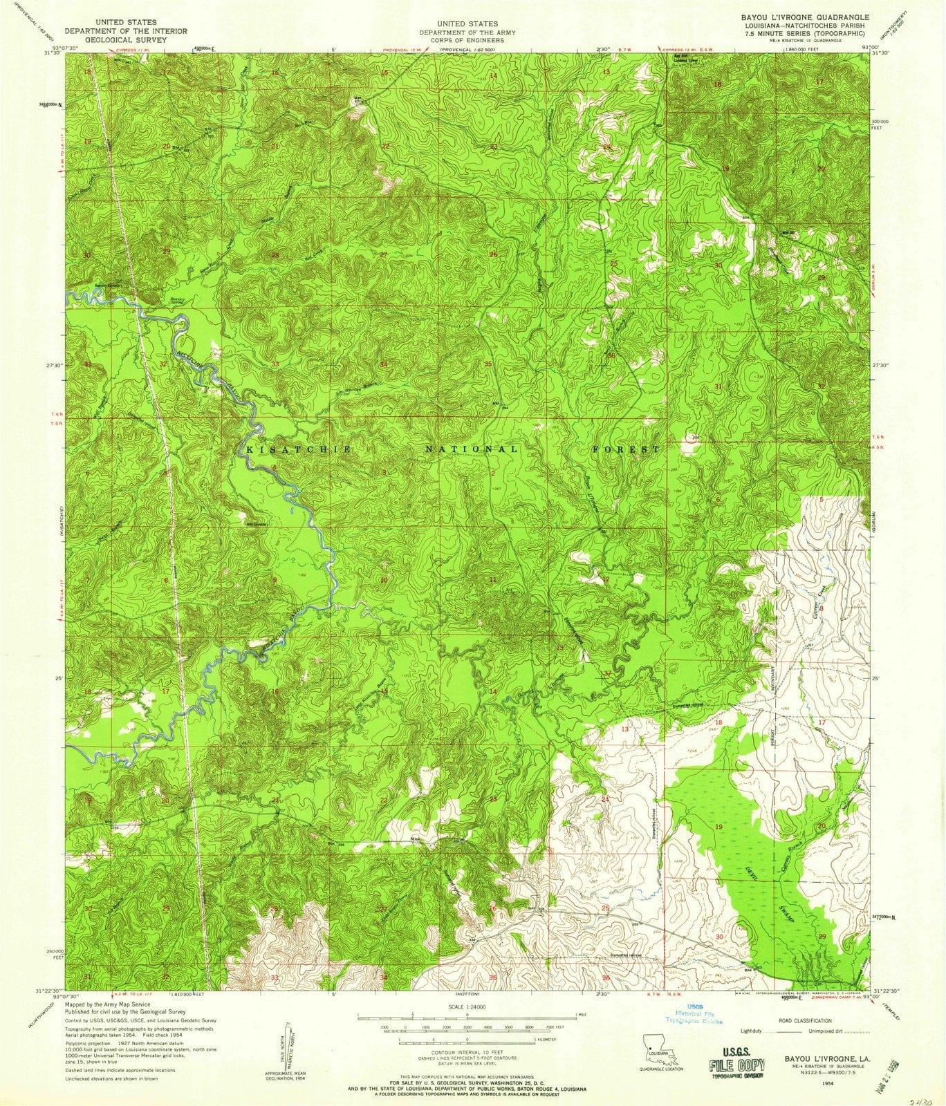1954 Bayou L'ivrogne, LA - Louisiana - USGS Topographic Map