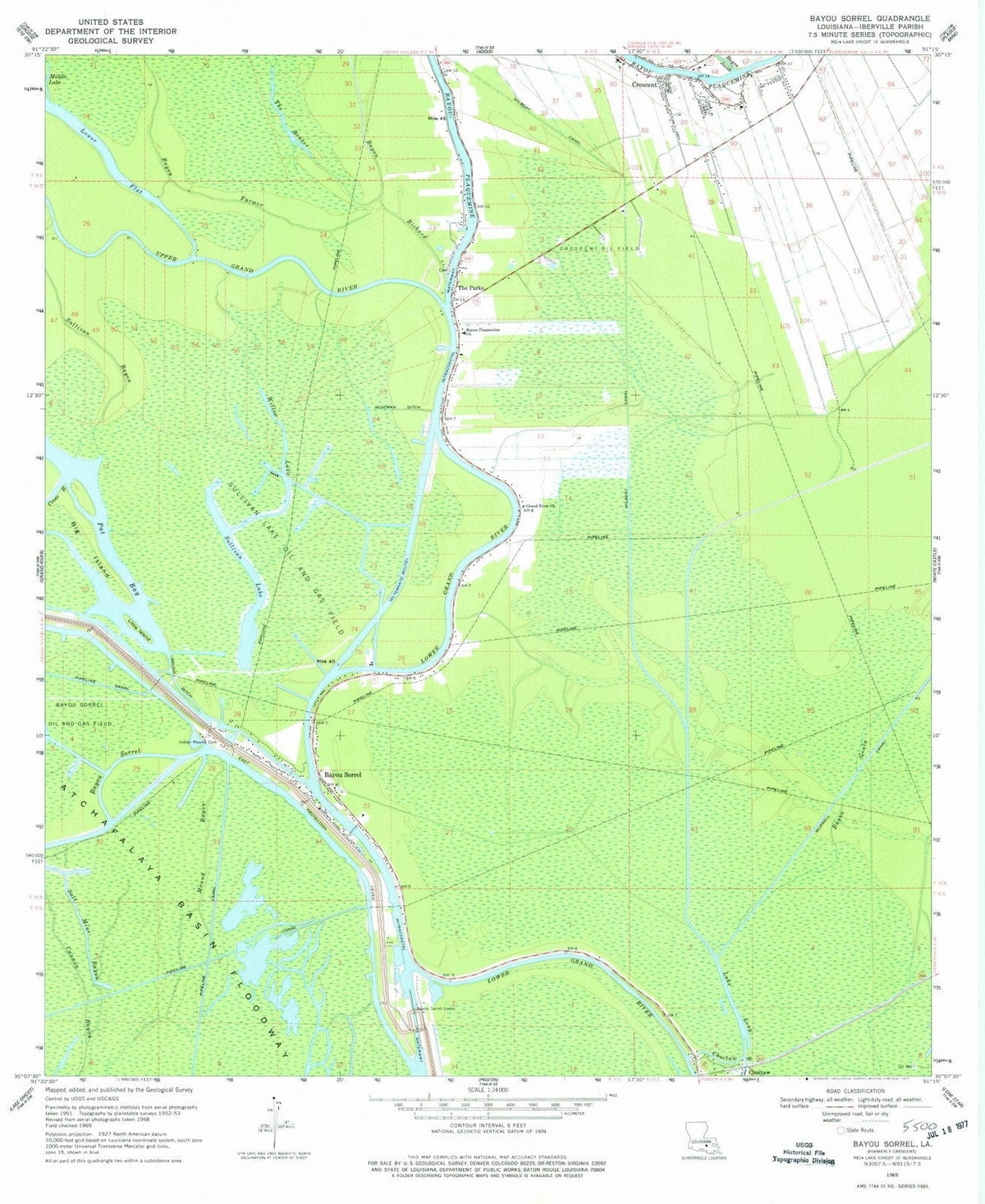1969 Bayou Sorrel, LA - Louisiana - USGS Topographic Map