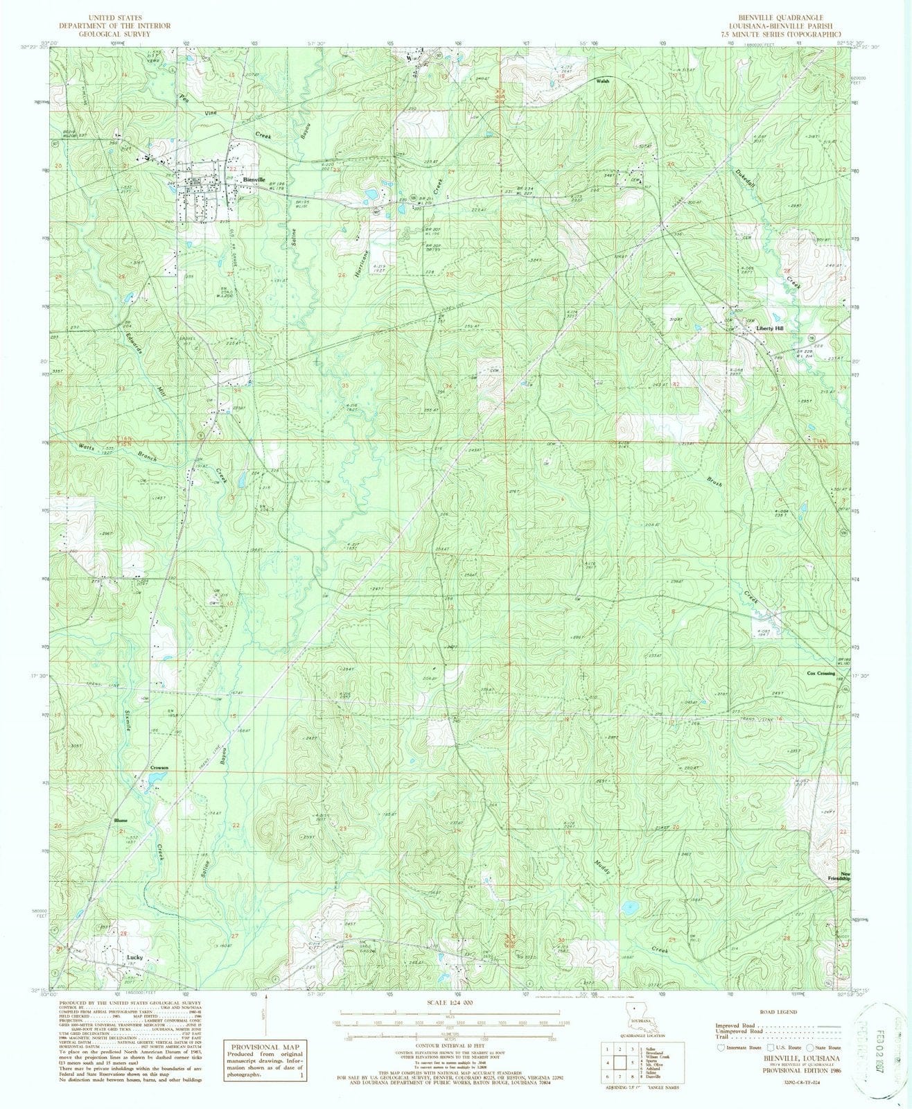 1986 Bienville, LA - Louisiana - USGS Topographic Map