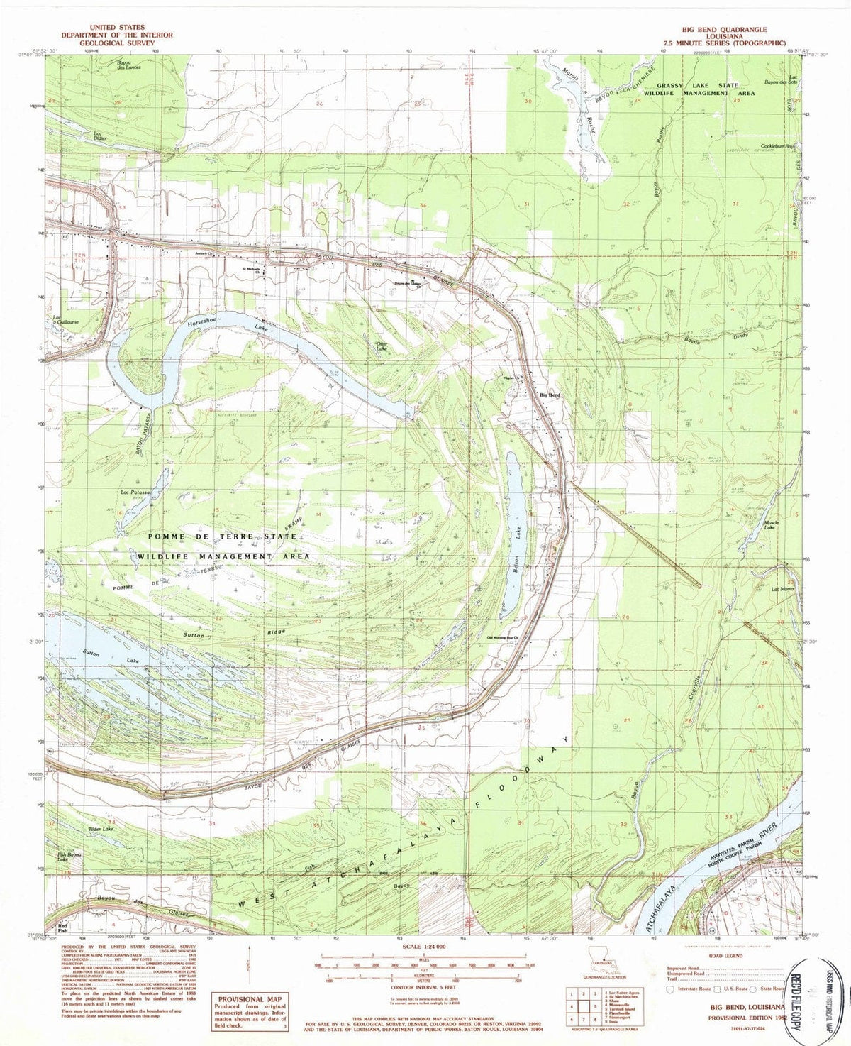 1982 Big Bend, LA - Louisiana - USGS Topographic Map