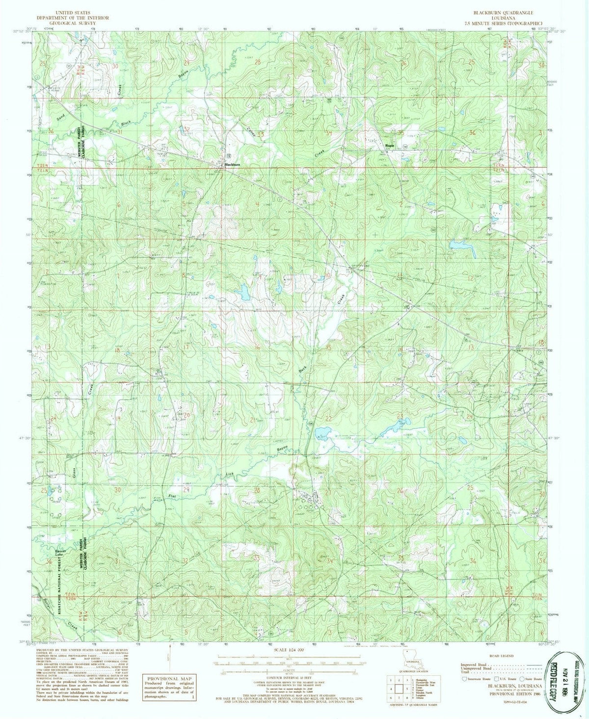 1986 Blackburn, LA - Louisiana - USGS Topographic Map