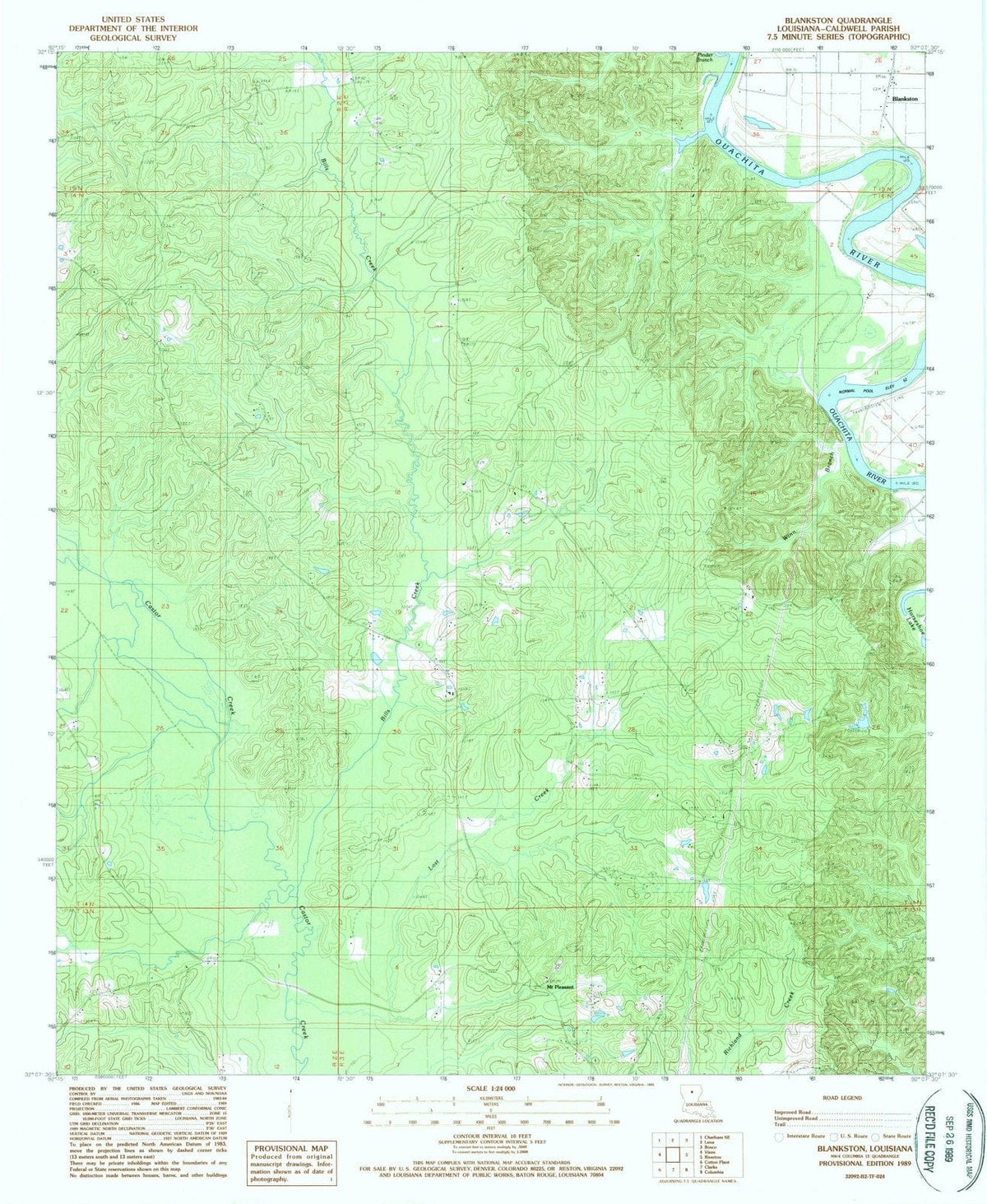 1989 Blankston, LA - Louisiana - USGS Topographic Map