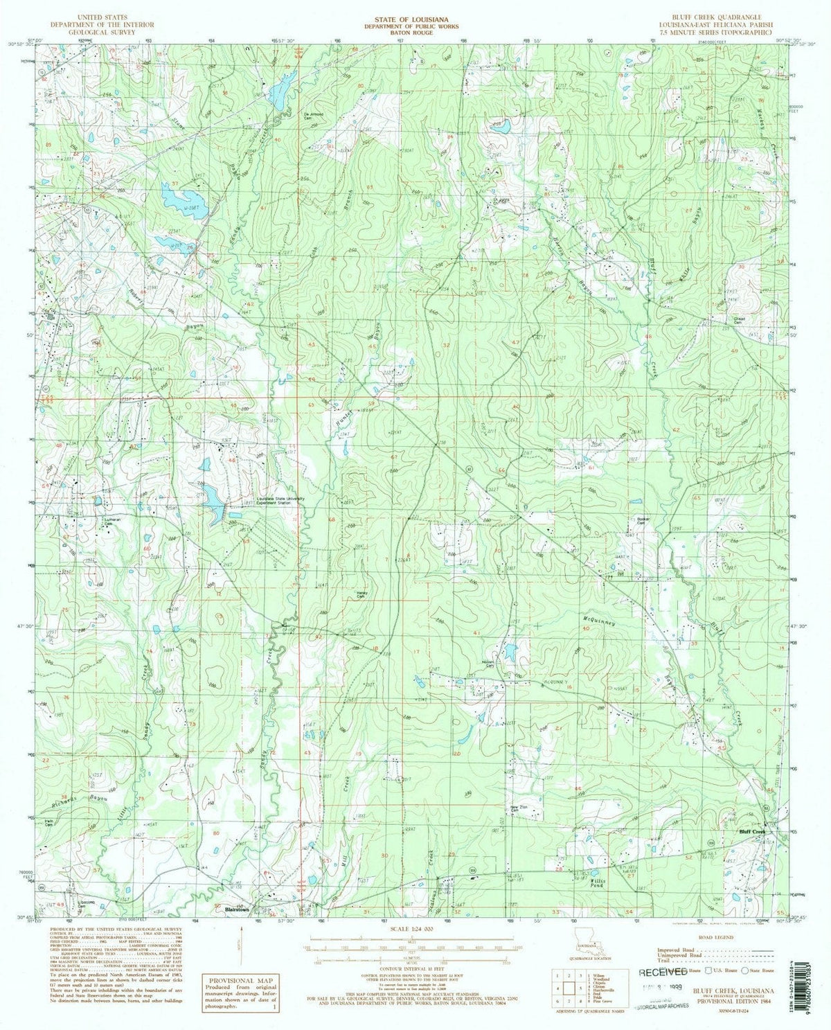 1984 Bluff Creek, LA - Louisiana - USGS Topographic Map
