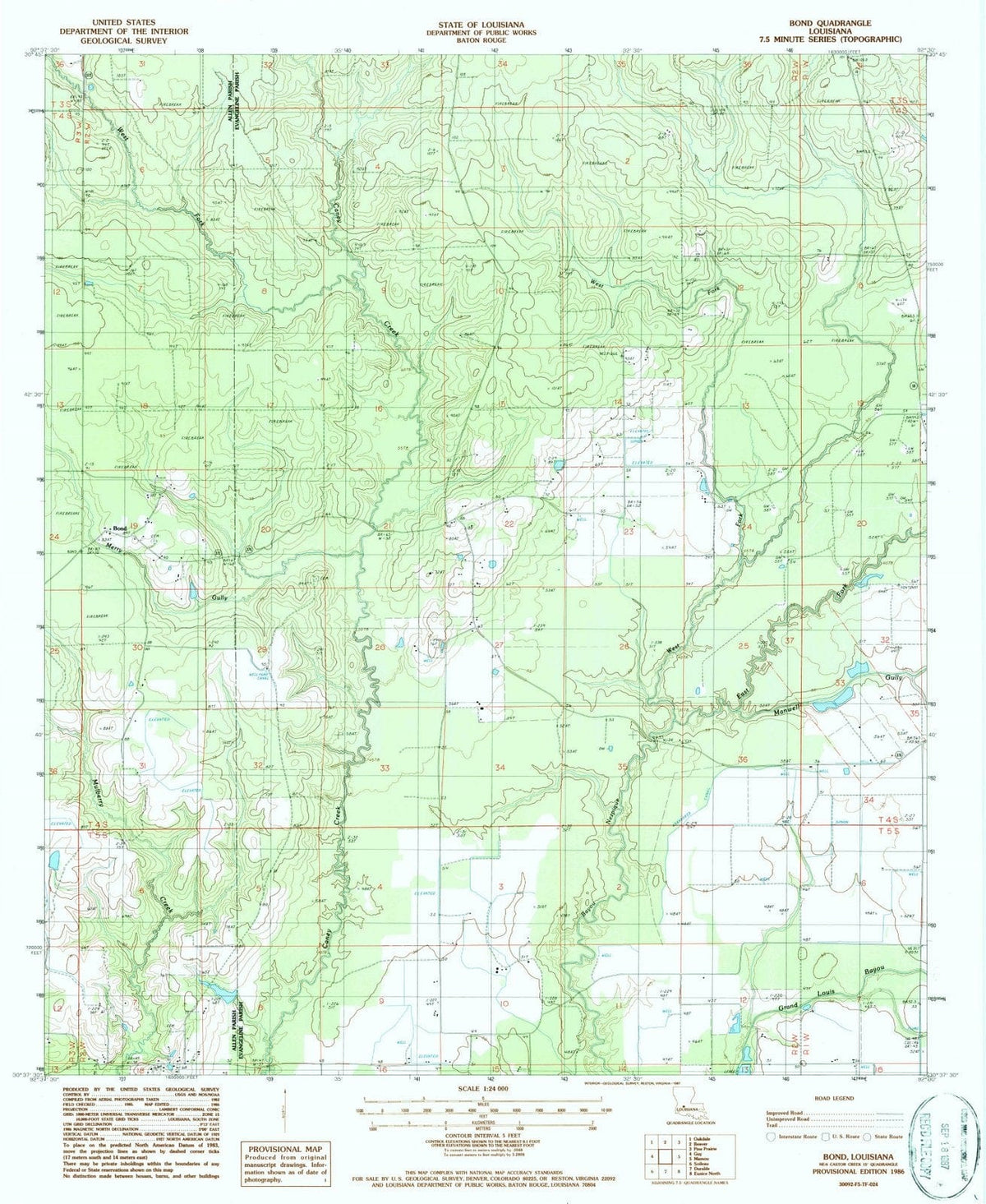 1986 Bond, LA - Louisiana - USGS Topographic Map