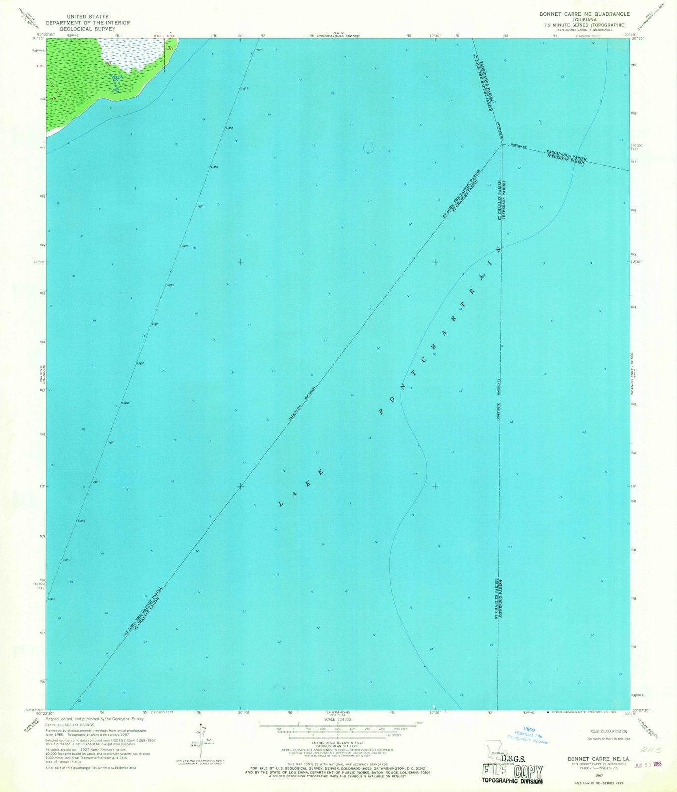 1967 Bonnett Carre, LA - Louisiana - USGS Topographic Map