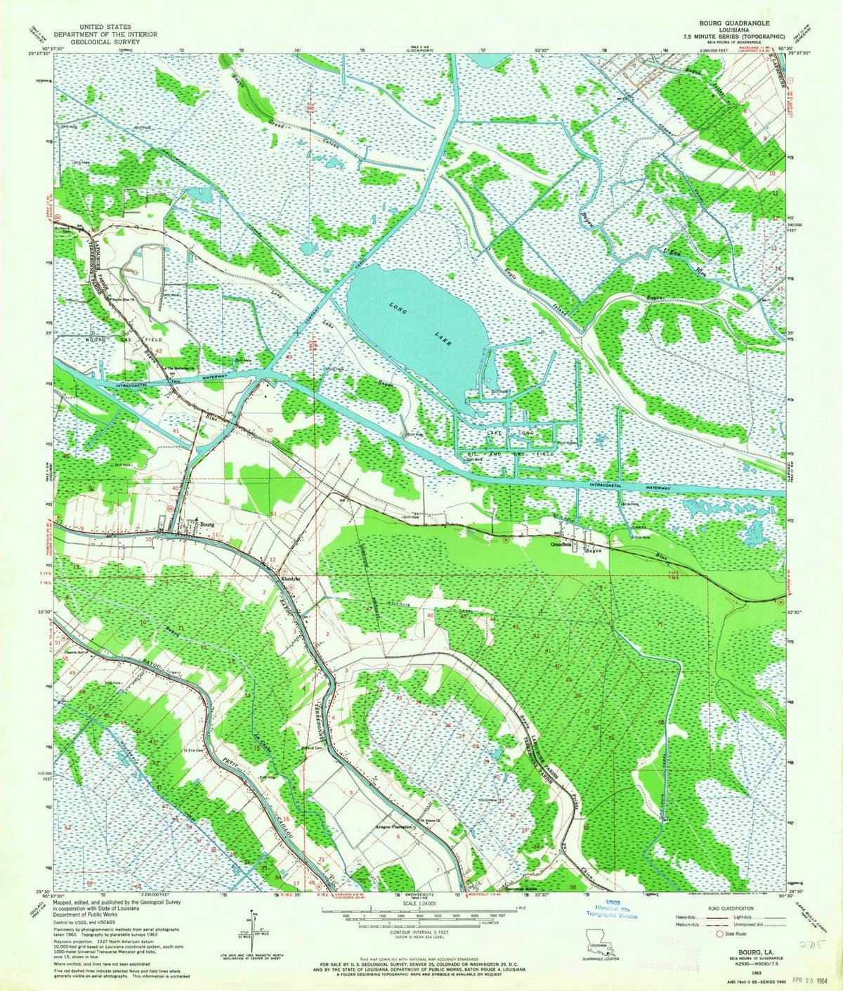 1963 Bourg, LA - Louisiana - USGS Topographic Map