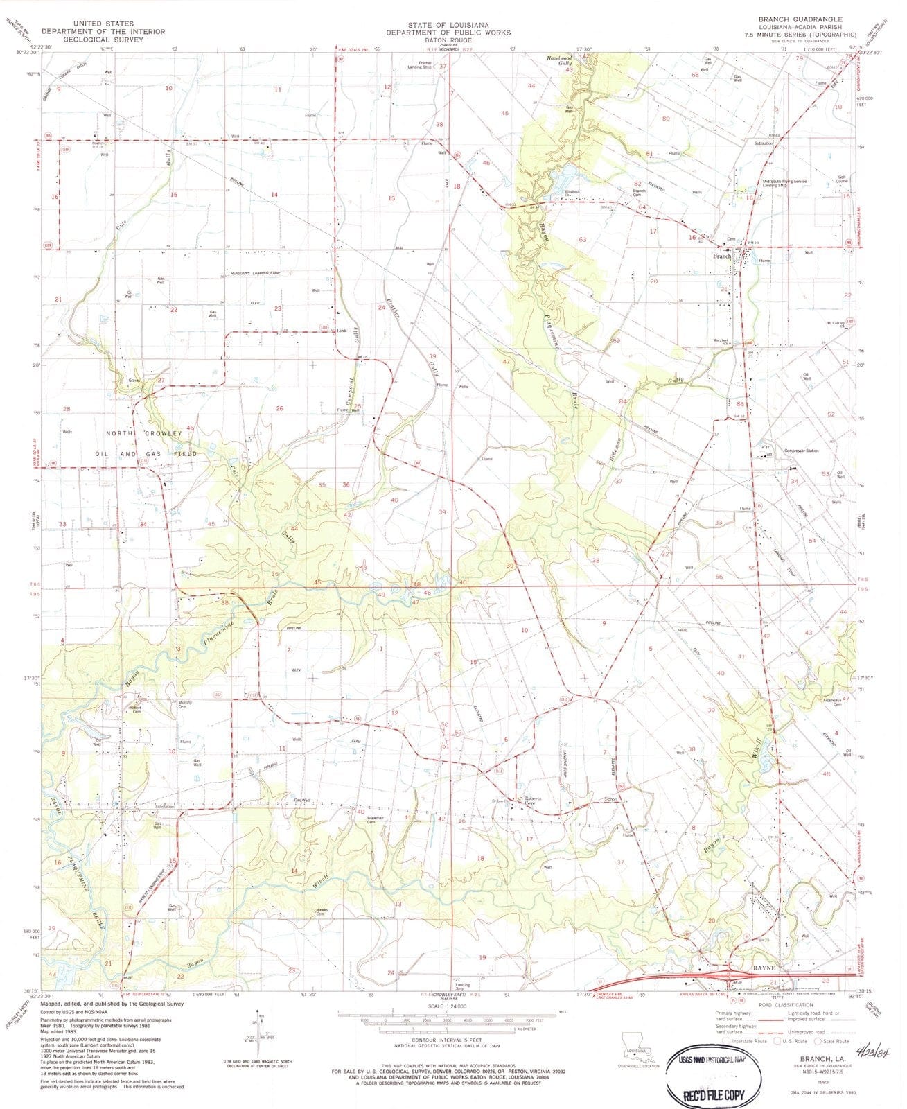 1983 Branch, LA - Louisiana - USGS Topographic Map
