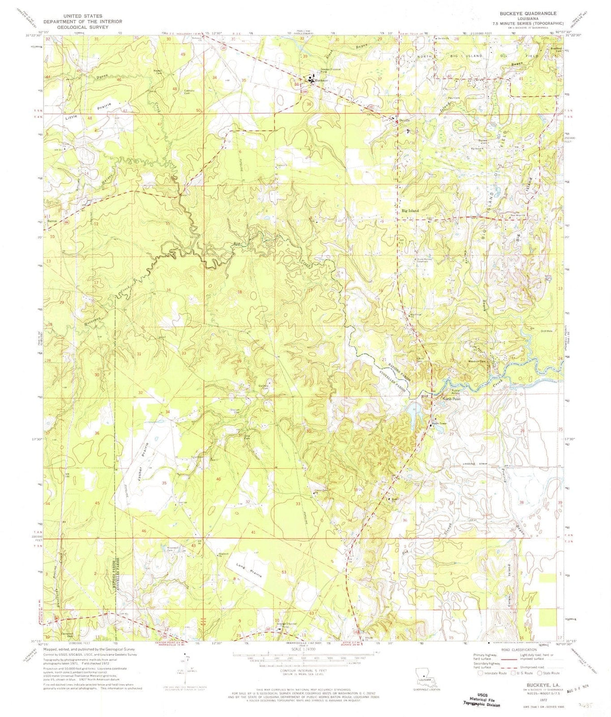 1972 Buckeye, LA - Louisiana - USGS Topographic Map