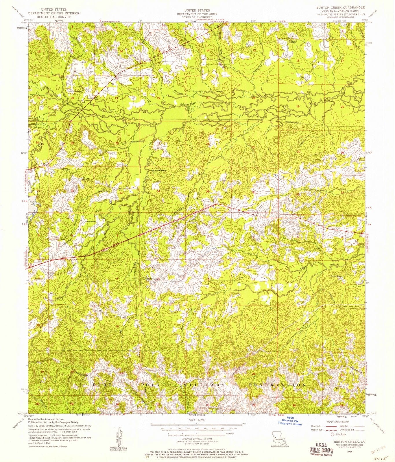 1954 Burton Creek, LA - Louisiana - USGS Topographic Map
