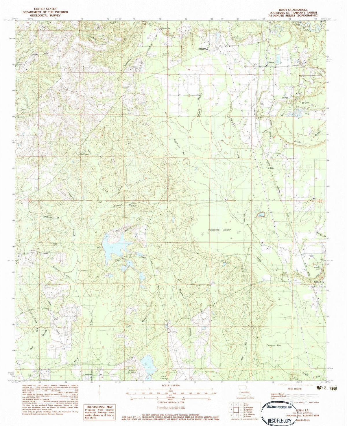 1983 Bush, LA - Louisiana - USGS Topographic Map