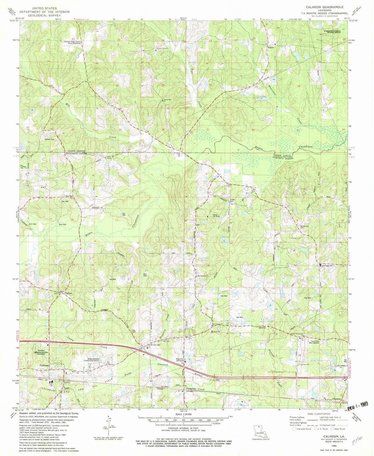 1982 Calhoun, LA - Louisiana - USGS Topographic Map
