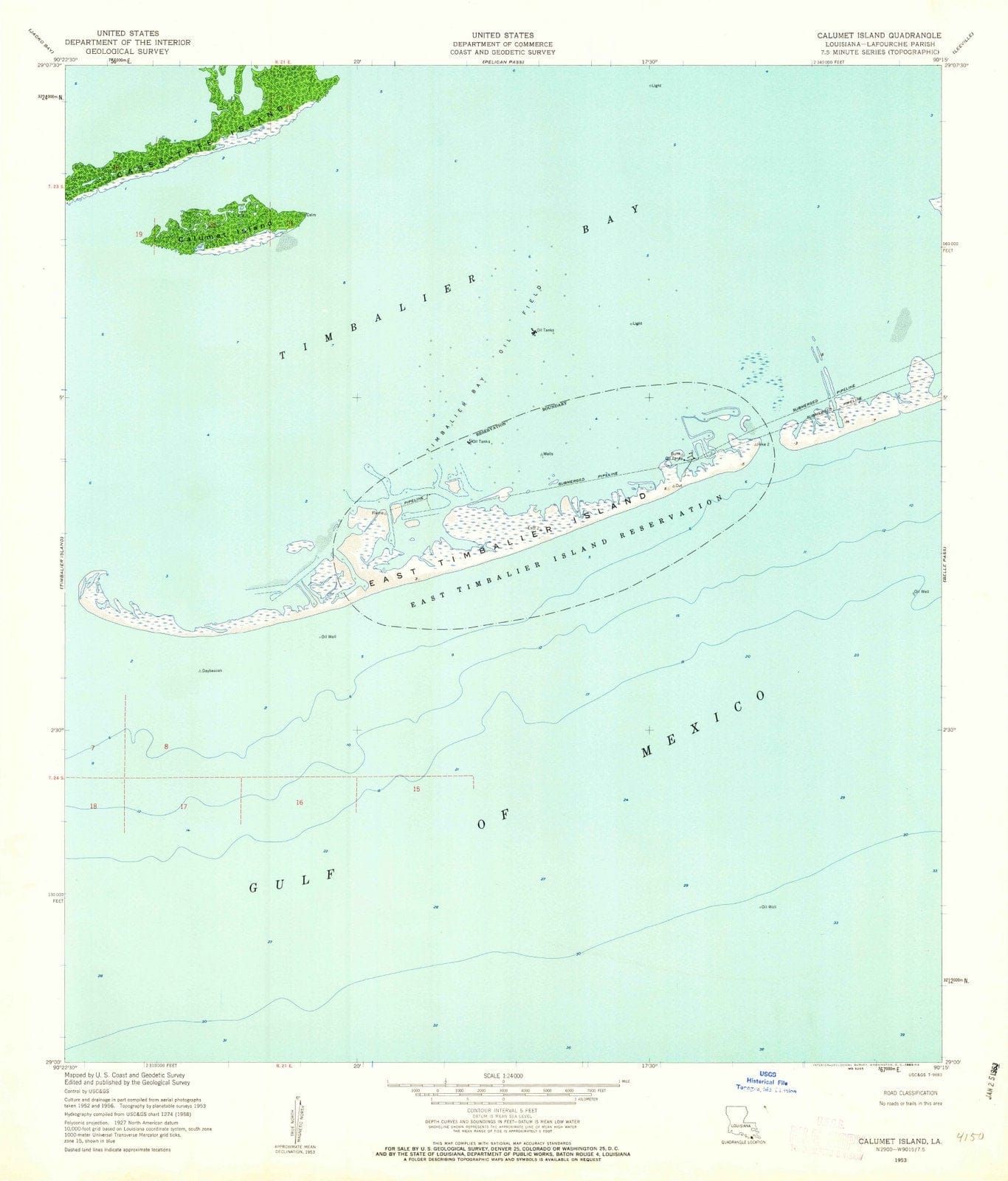 1953 Calumet Island, LA - Louisiana - USGS Topographic Map