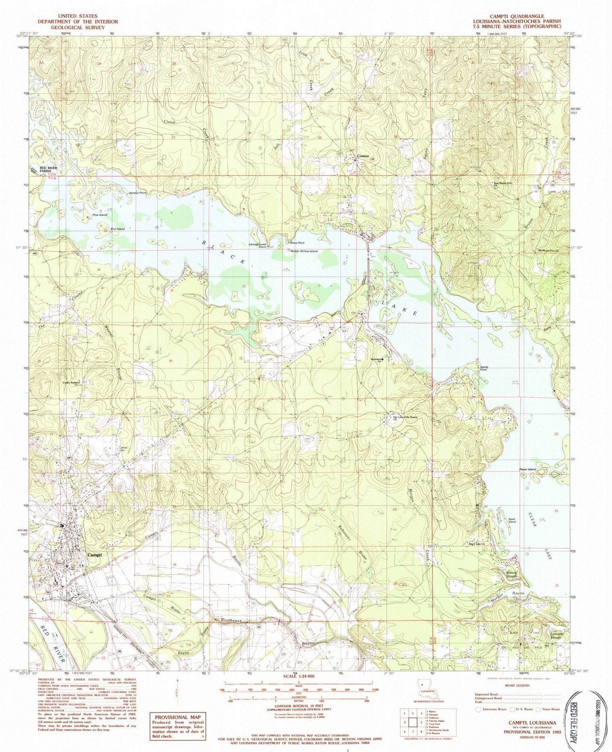 1983 Campti, LA - Louisiana - USGS Topographic Map
